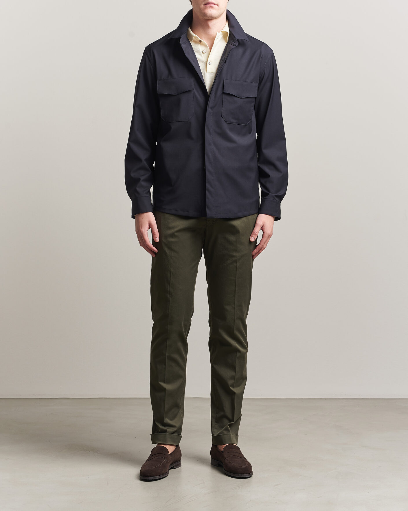 Uomini | Pantaloni | Briglia 1949 | Slim Fit Cotton Chinos Dark Green