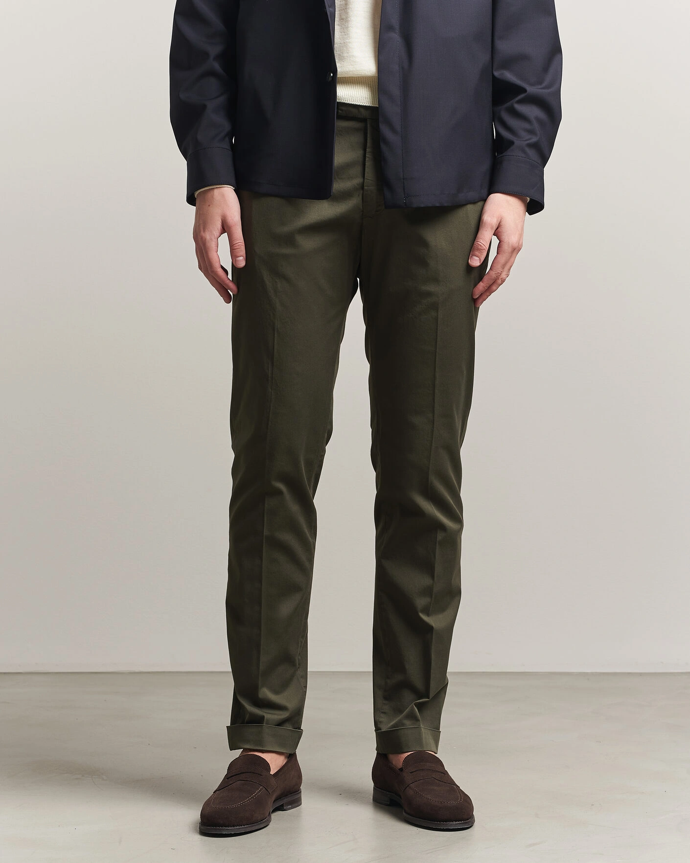 Uomini | Pantaloni | Briglia 1949 | Slim Fit Cotton Chinos Dark Green