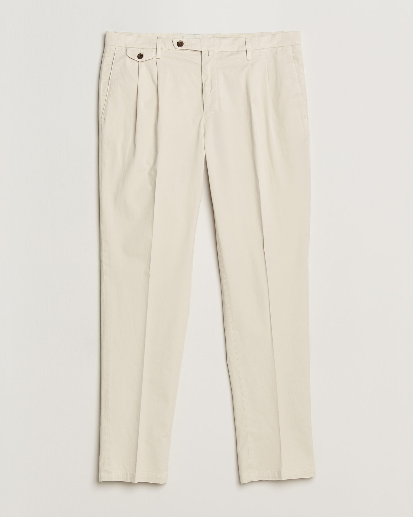 Uomini | Pantaloni | Briglia 1949 | Easy Fit Pleated Cotton Stretch Chino Cream