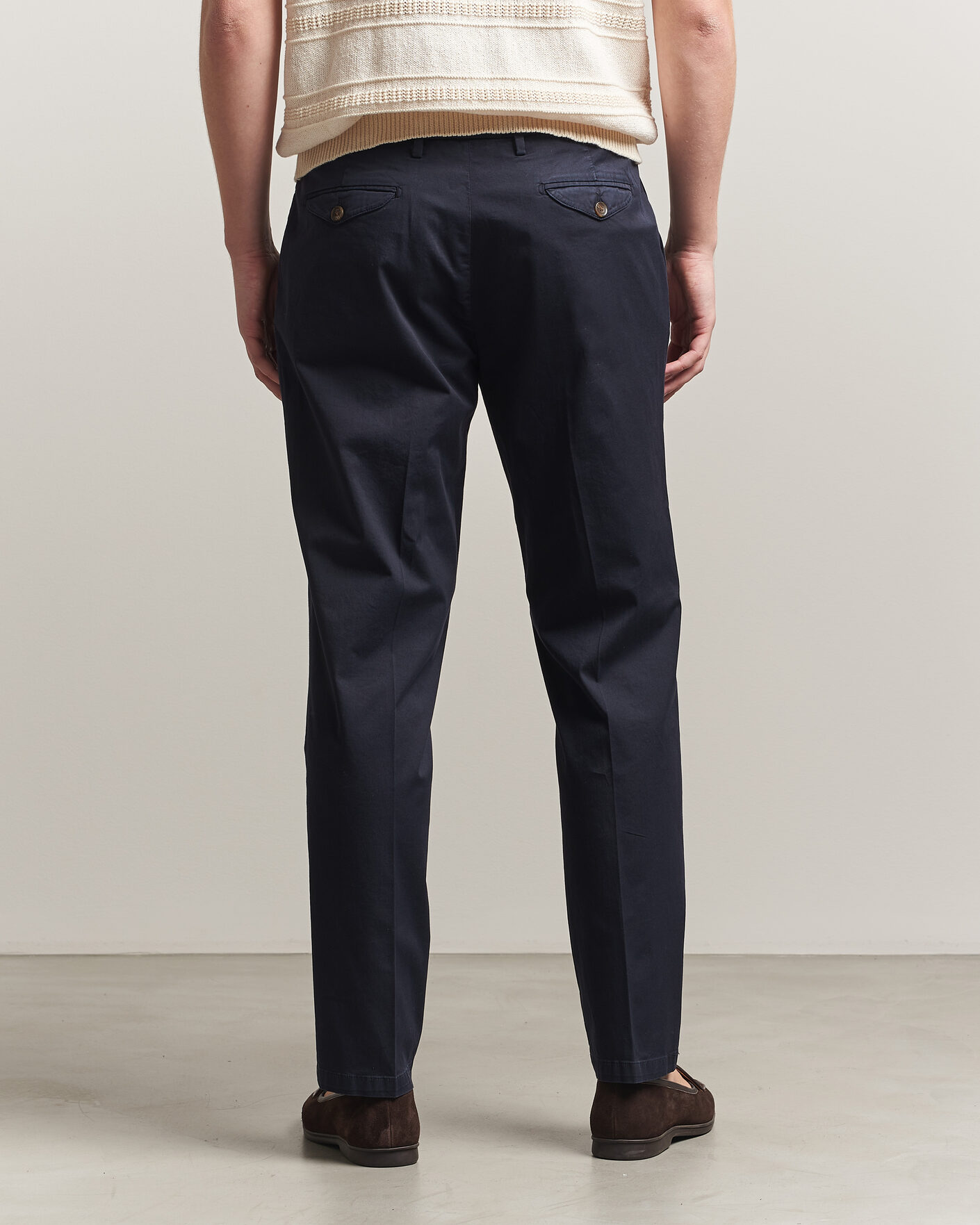 Uomini | Pantaloni | Briglia 1949 | Easy Fit Pleated Cotton Stretch Chino Navy
