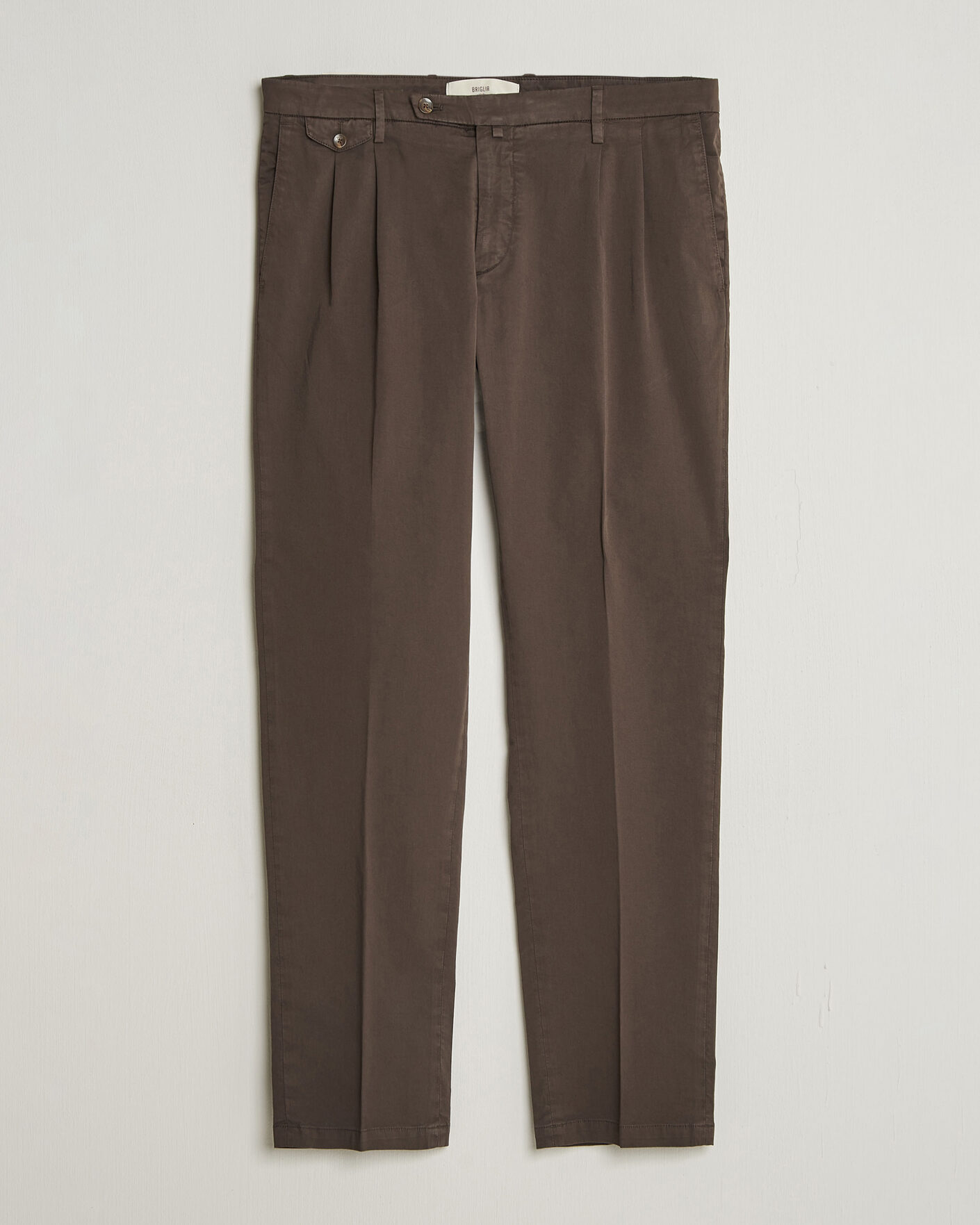 Uomini | Pantaloni | Briglia 1949 | Easy Fit Pleated Cotton Stretch Chino Brown