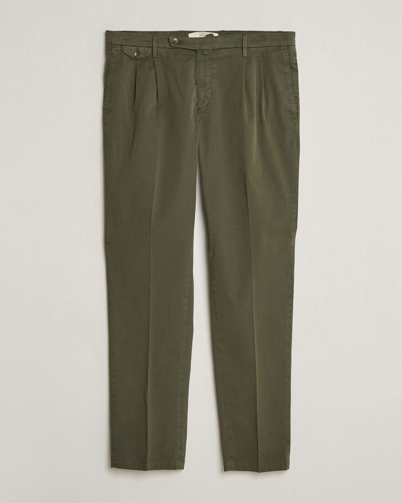 Uomini | Pantaloni | Briglia 1949 | Easy Fit Pleated Cotton Stretch Chino Olive