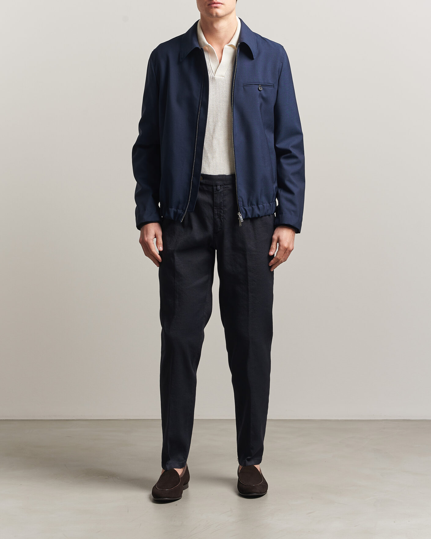 Uomini | Pantaloni | Briglia 1949 | Pleated Linen Trousers Navy