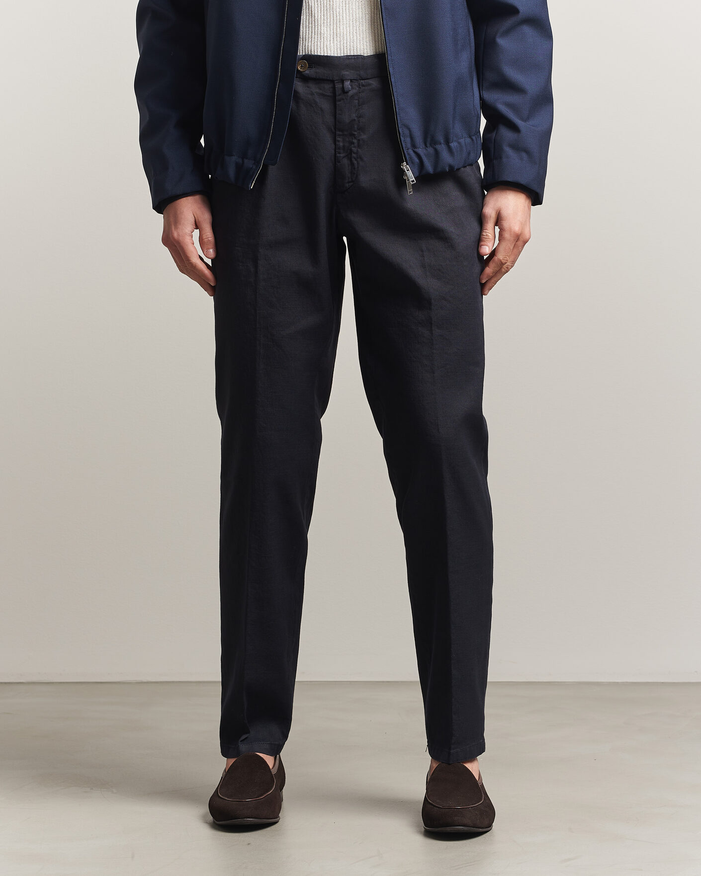 Uomini | Pantaloni | Briglia 1949 | Pleated Linen Trousers Navy