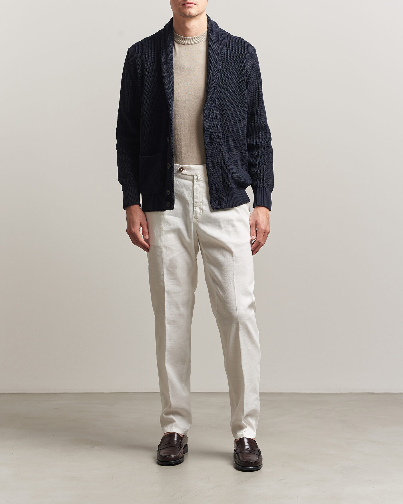 Uomini | Pantaloni | Briglia 1949 | Pleated Linen Trousers Cream