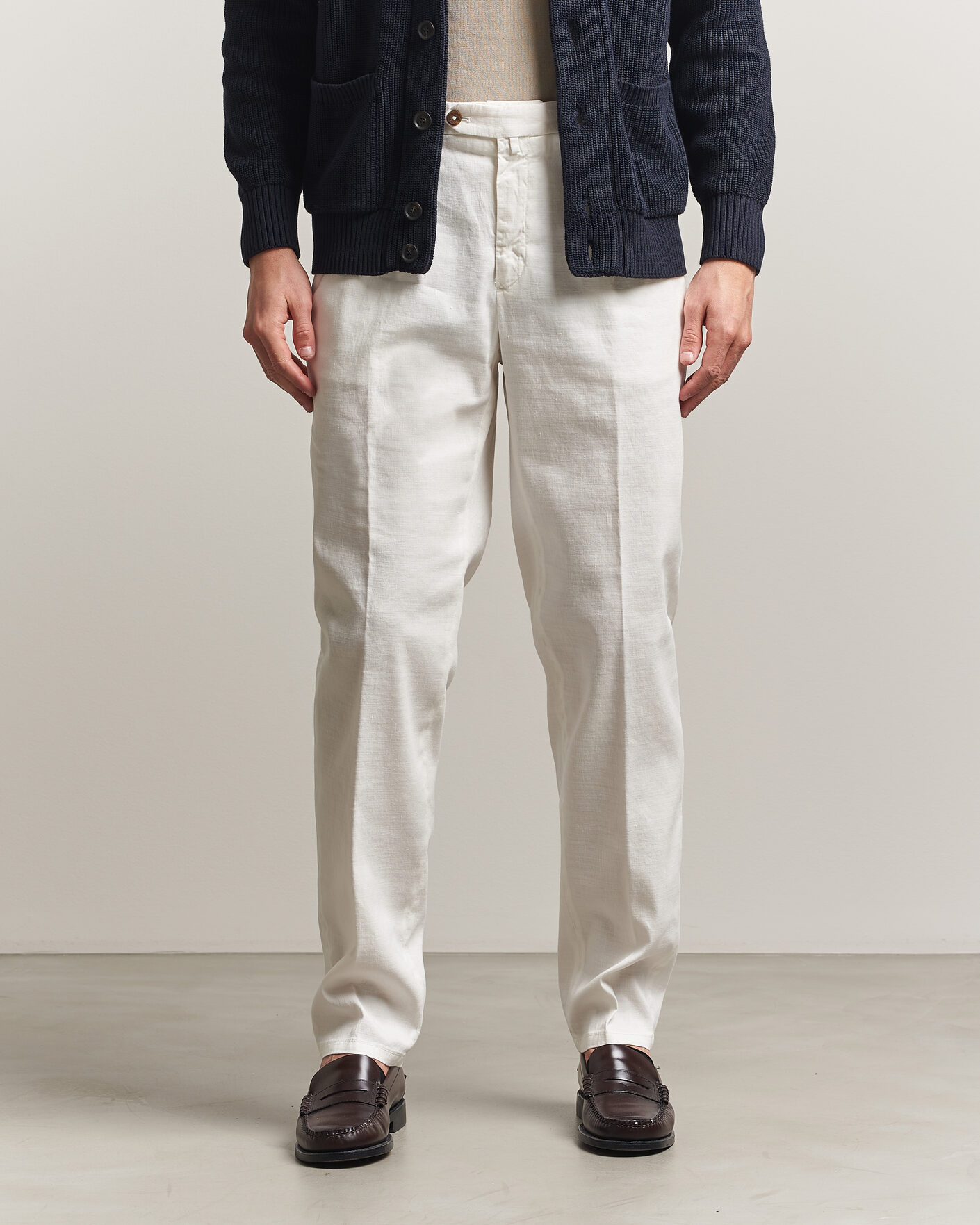 Uomini | Pantaloni | Briglia 1949 | Pleated Linen Trousers Cream