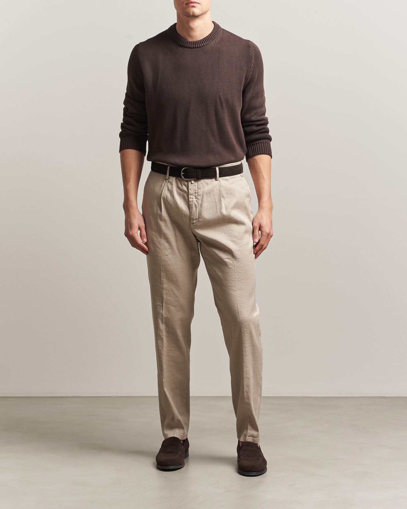 Uomini | Pantaloni | Briglia 1949 | Pleated Linen Trousers Beige