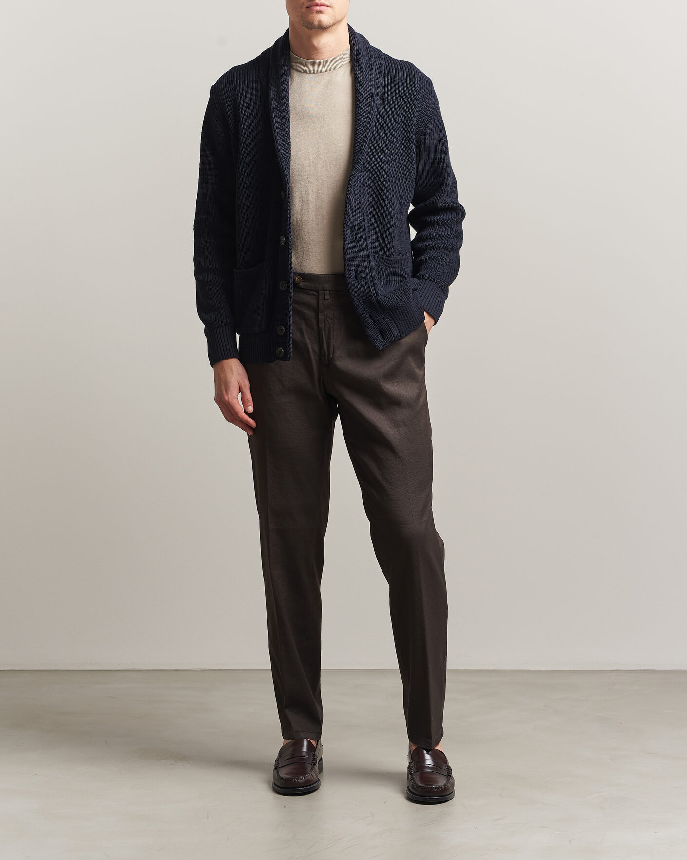 Uomini | Pantaloni | Briglia 1949 | Pleated Linen Trousers Brown