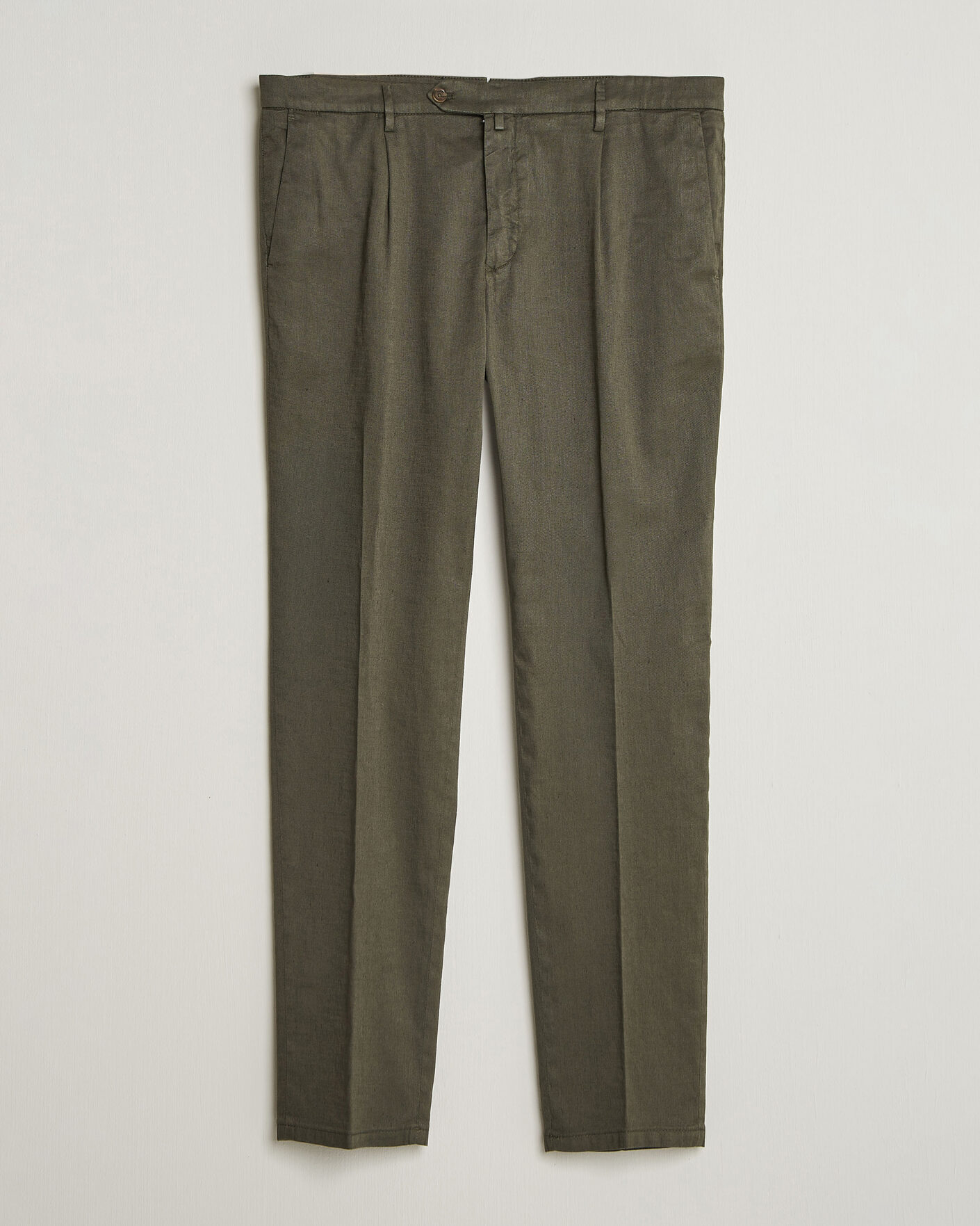 Uomini | Pantaloni | Briglia 1949 | Pleated Linen Trousers Olive