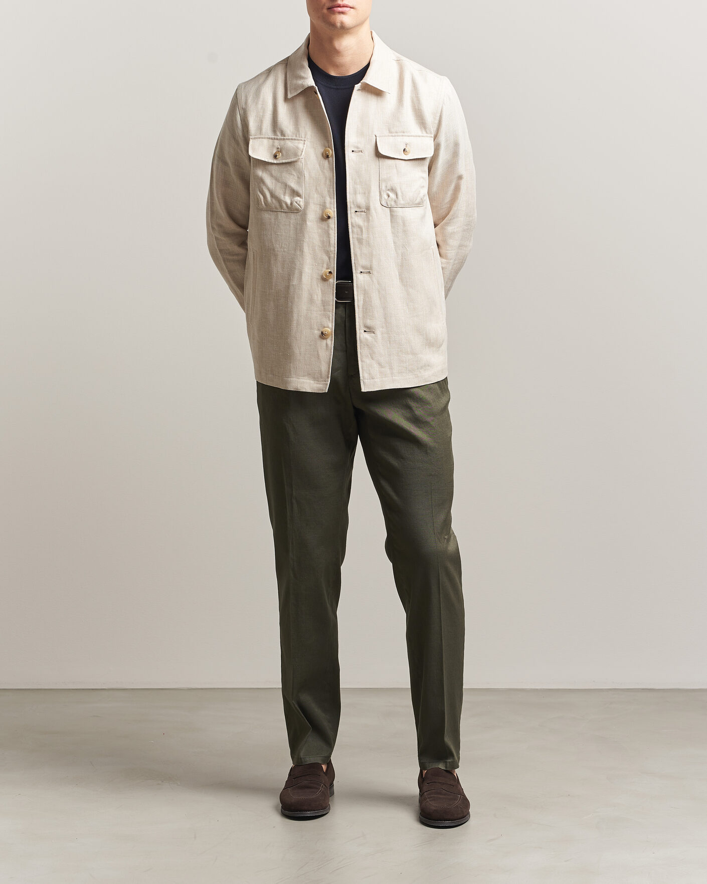 Uomini | Pantaloni | Briglia 1949 | Pleated Linen Trousers Olive