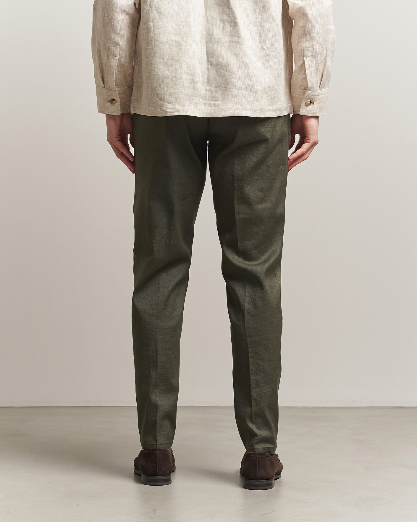 Uomini | Pantaloni | Briglia 1949 | Pleated Linen Trousers Olive