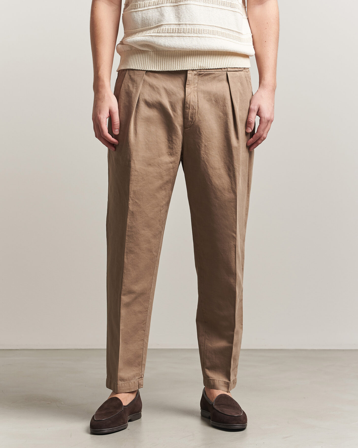 Uomini | Pantaloni | Briglia 1949 | Portobello Loose Fit Cotton/Linen Trousers Beige