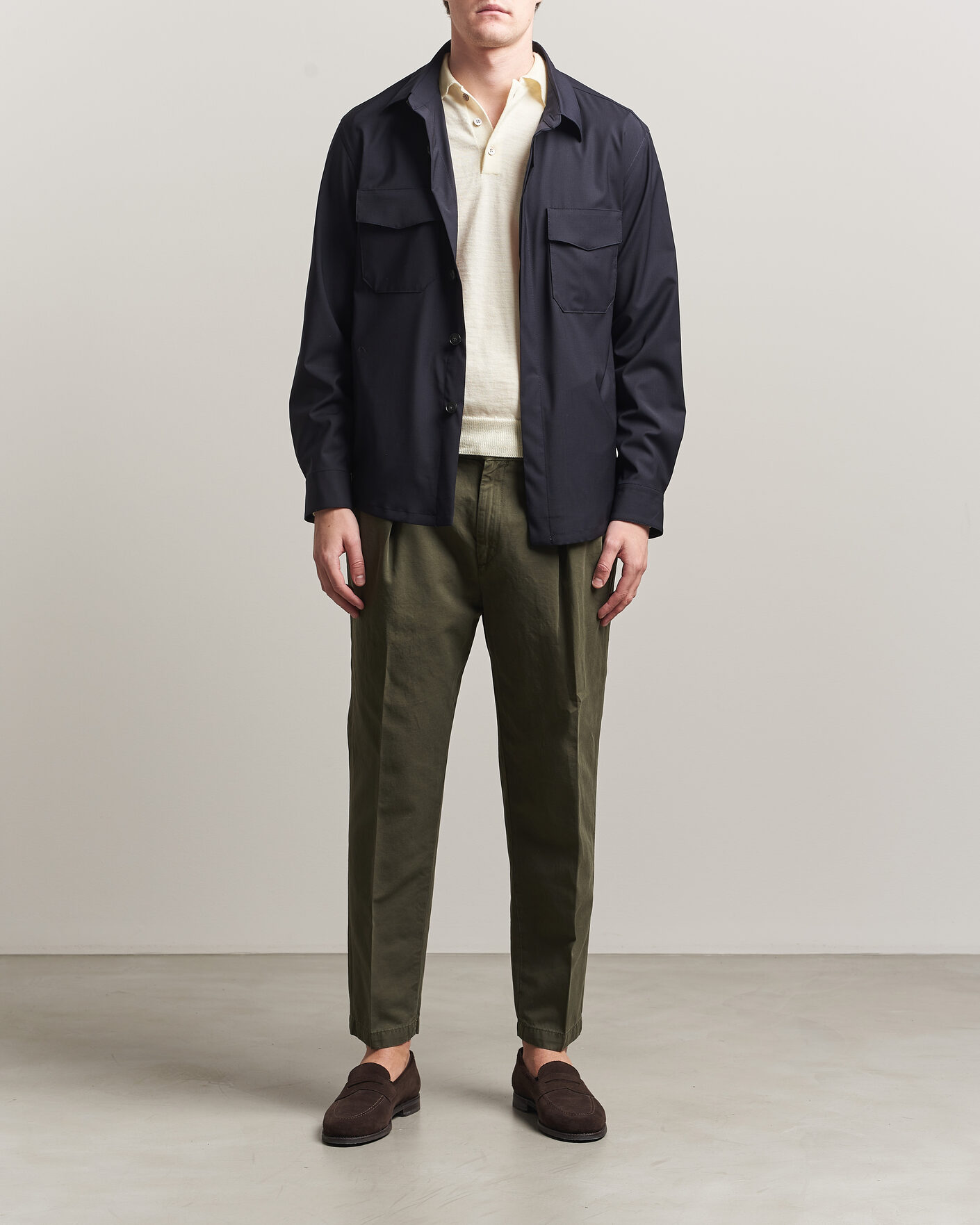 Uomini | Pantaloni | Briglia 1949 | Portobello Loose Fit Cotton/Linen Trousers Olive