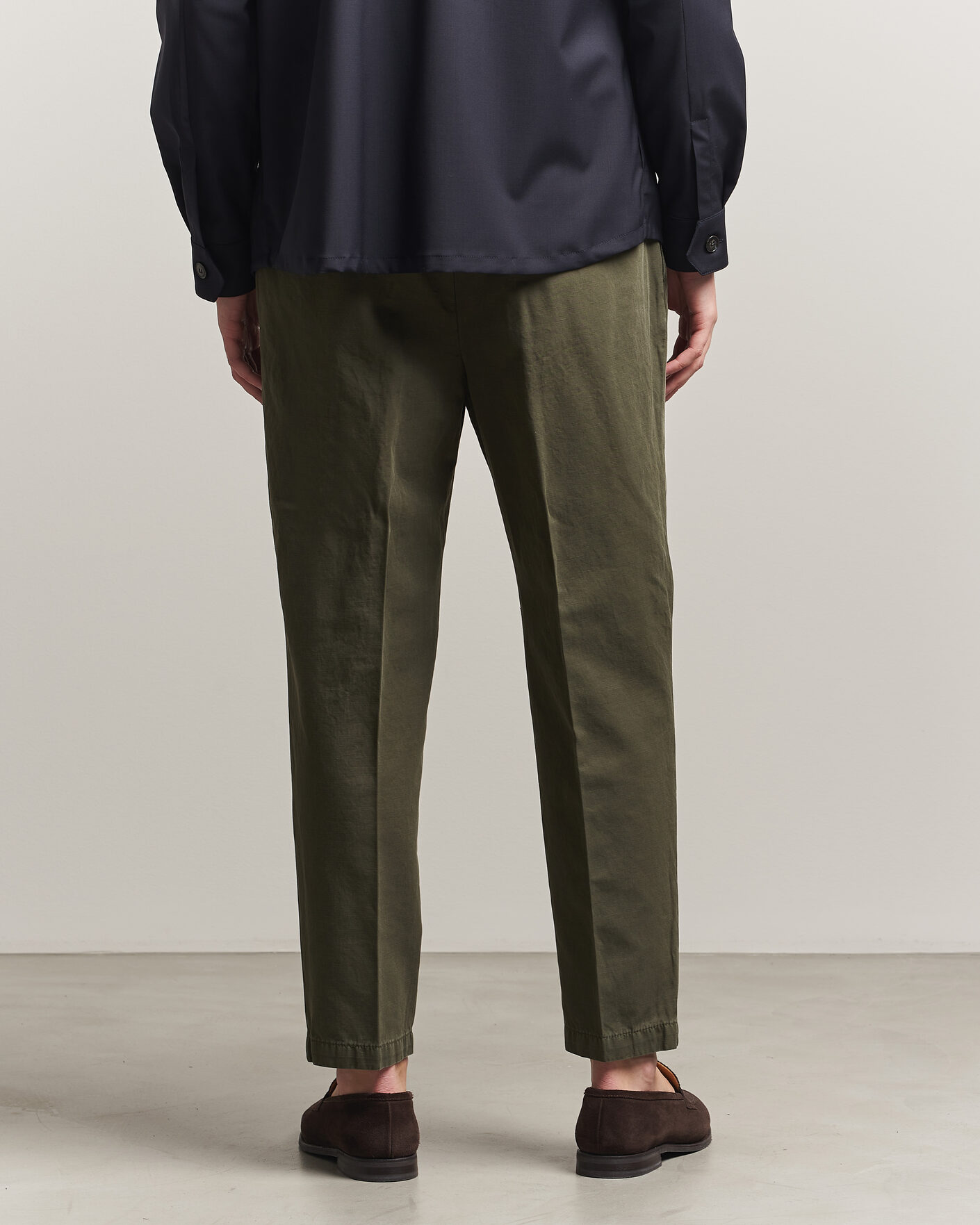 Uomini | Pantaloni | Briglia 1949 | Portobello Loose Fit Cotton/Linen Trousers Olive