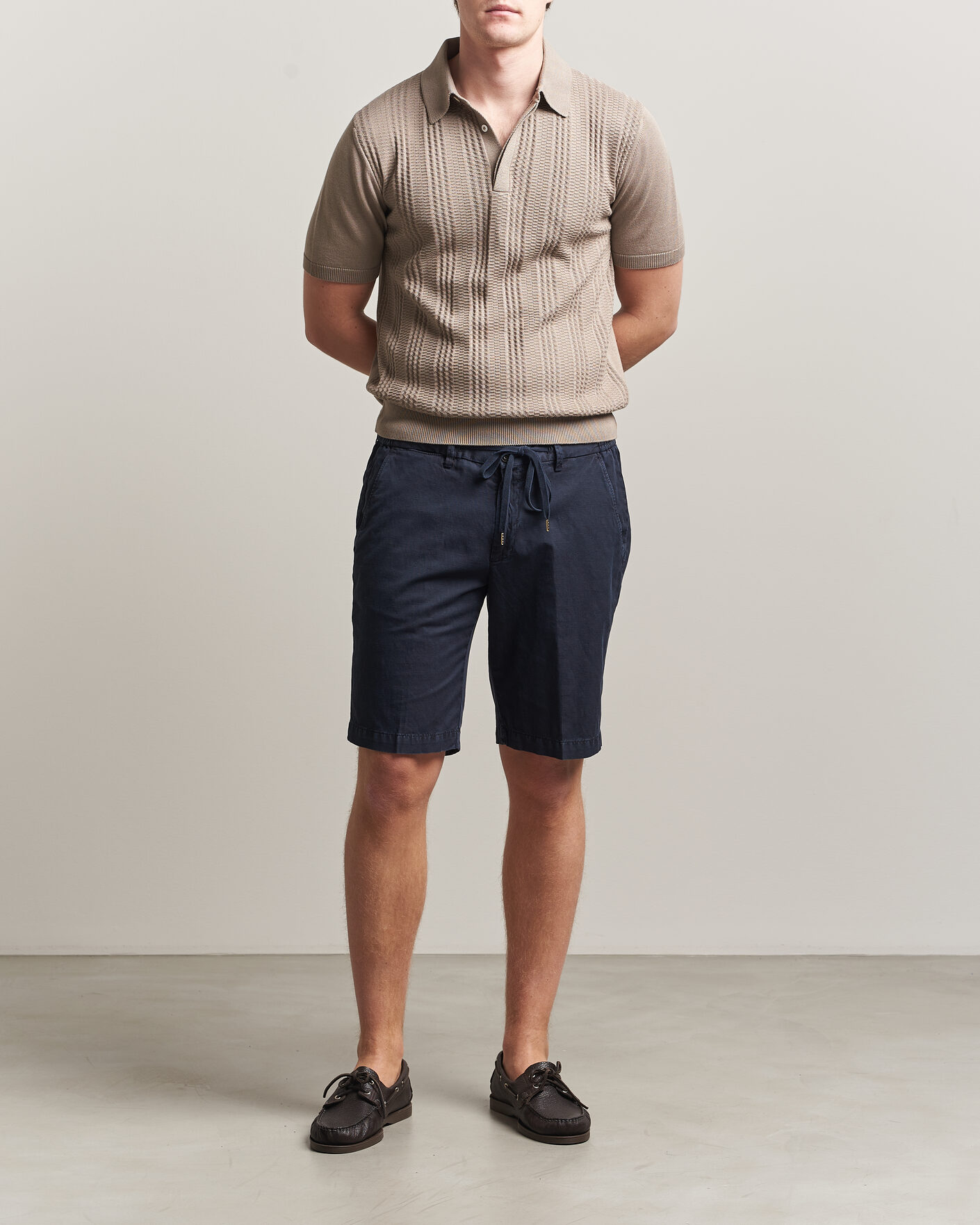Uomini | Pantaloncini | Briglia 1949 | Cotton/Linen Drawstring Shorts Navy