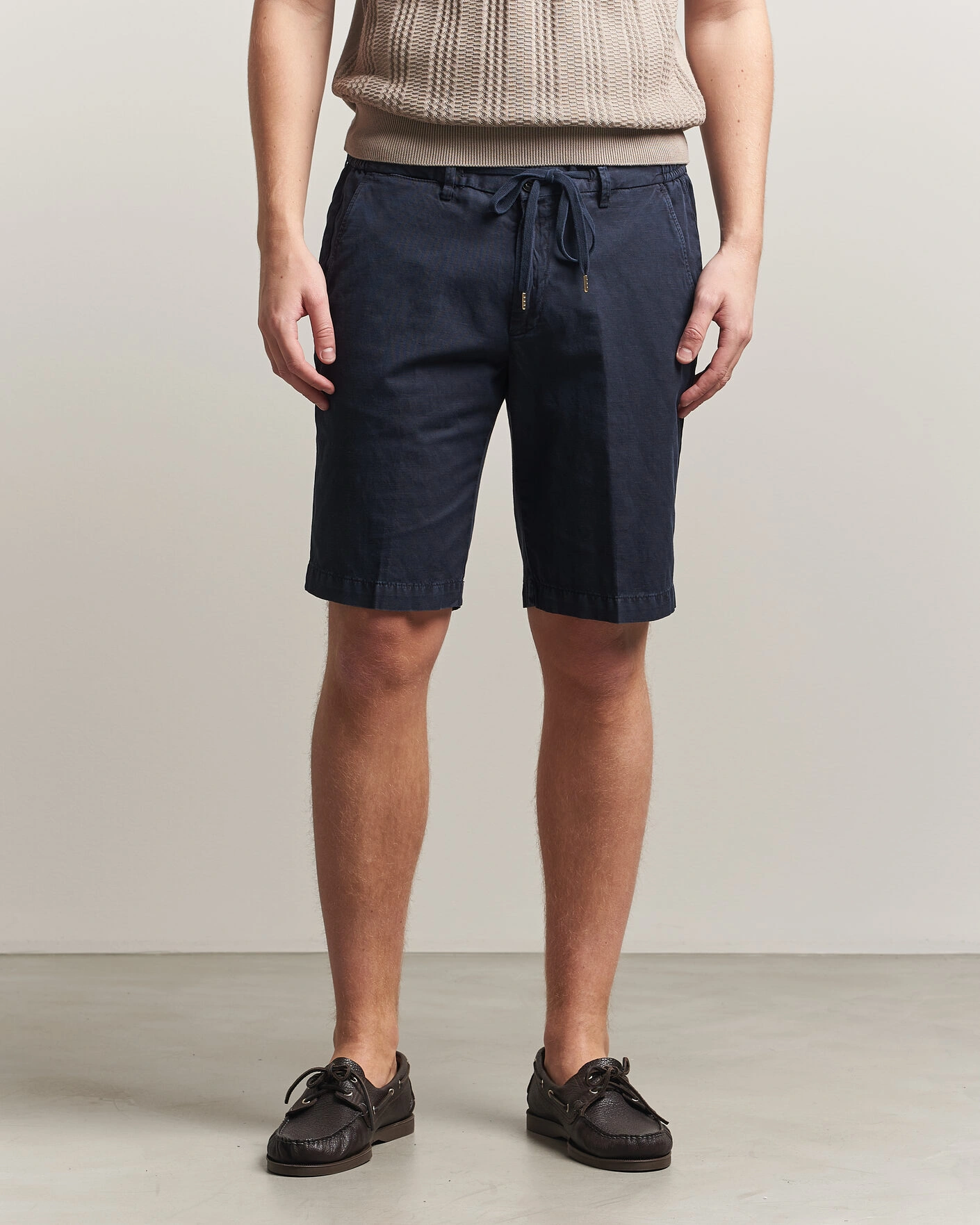 Uomini | Pantaloncini | Briglia 1949 | Cotton/Linen Drawstring Shorts Navy