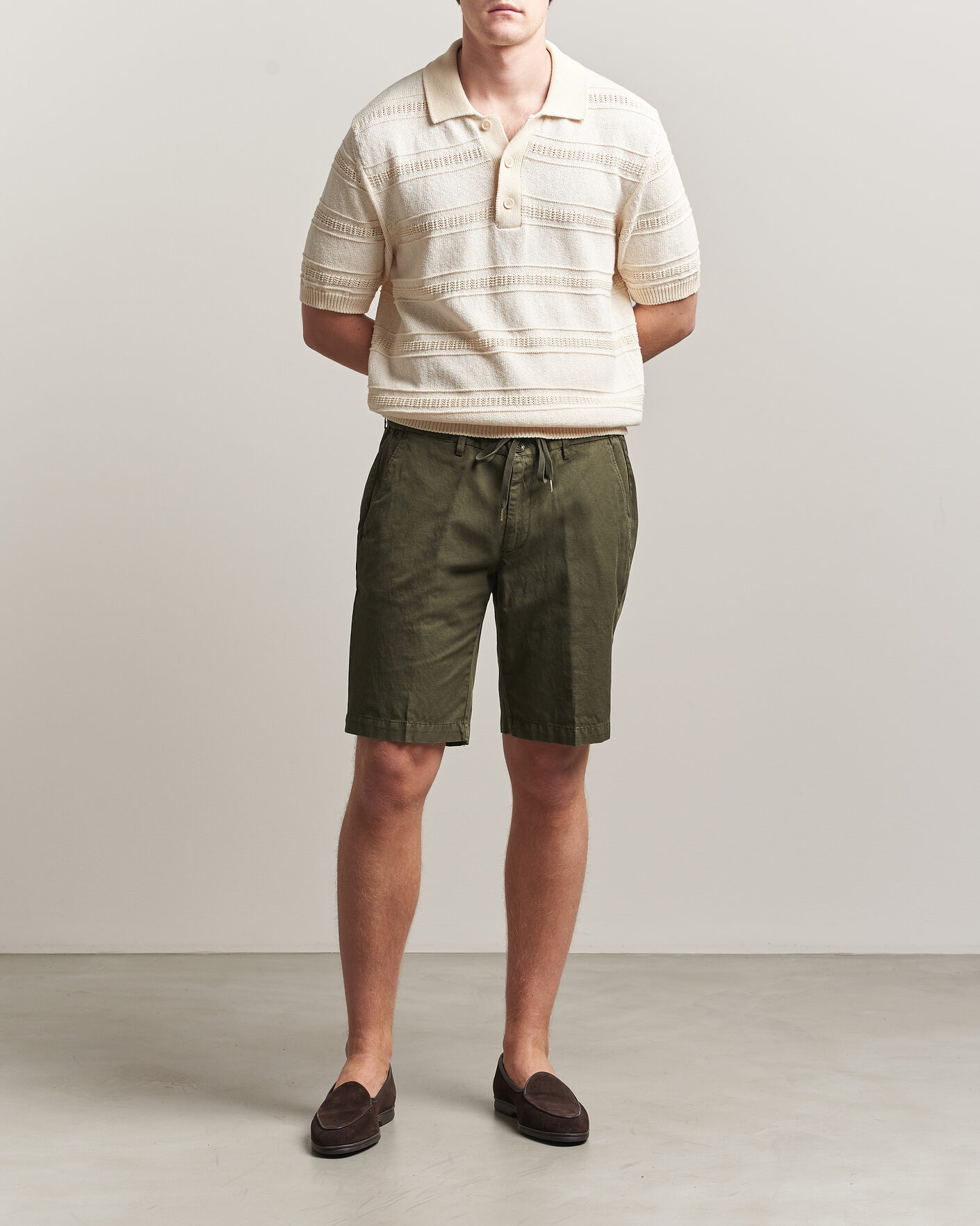 Uomini | Pantaloncini | Briglia 1949 | Cotton/Linen Drawstring Shorts Olive