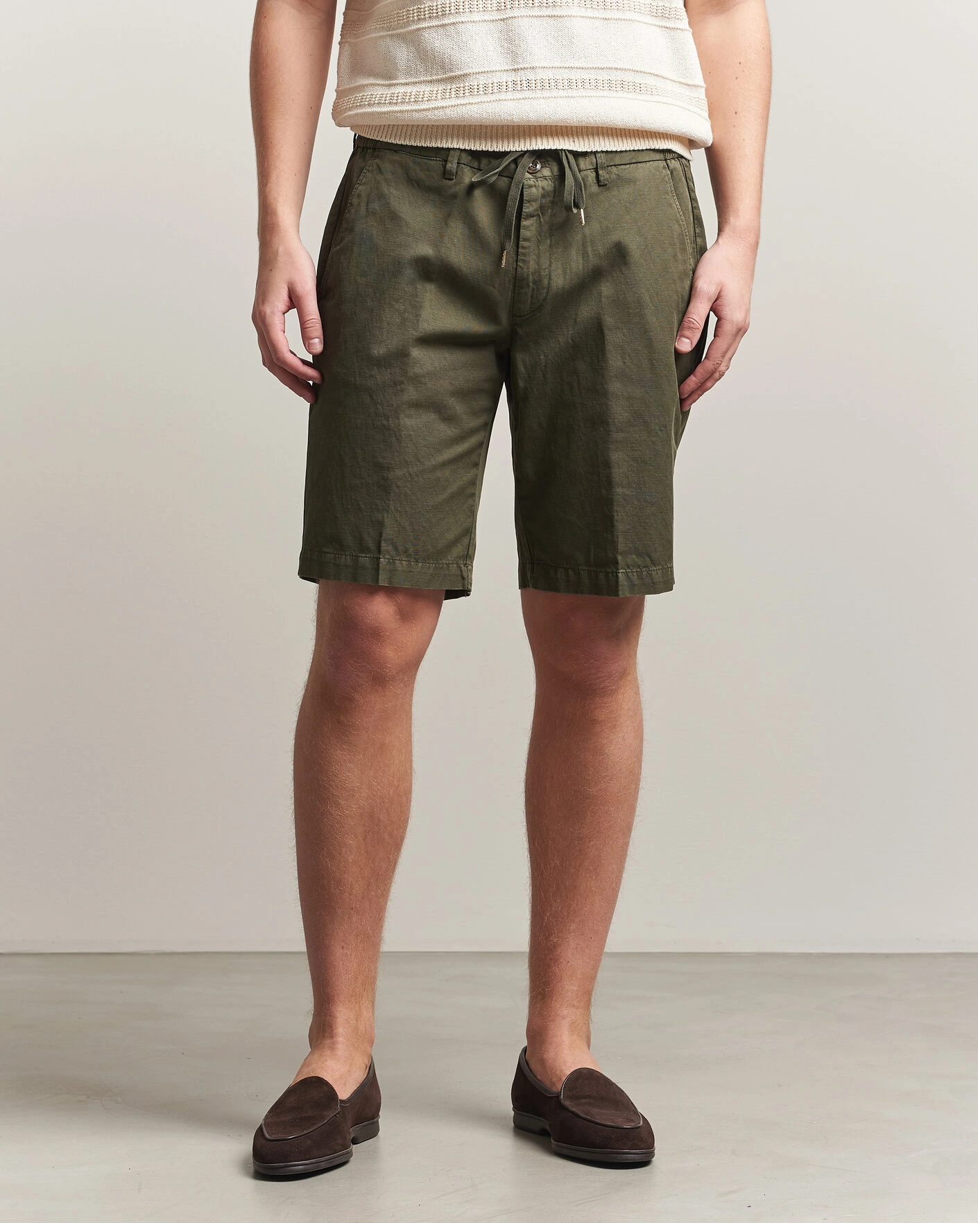 Uomini | Pantaloncini | Briglia 1949 | Cotton/Linen Drawstring Shorts Olive