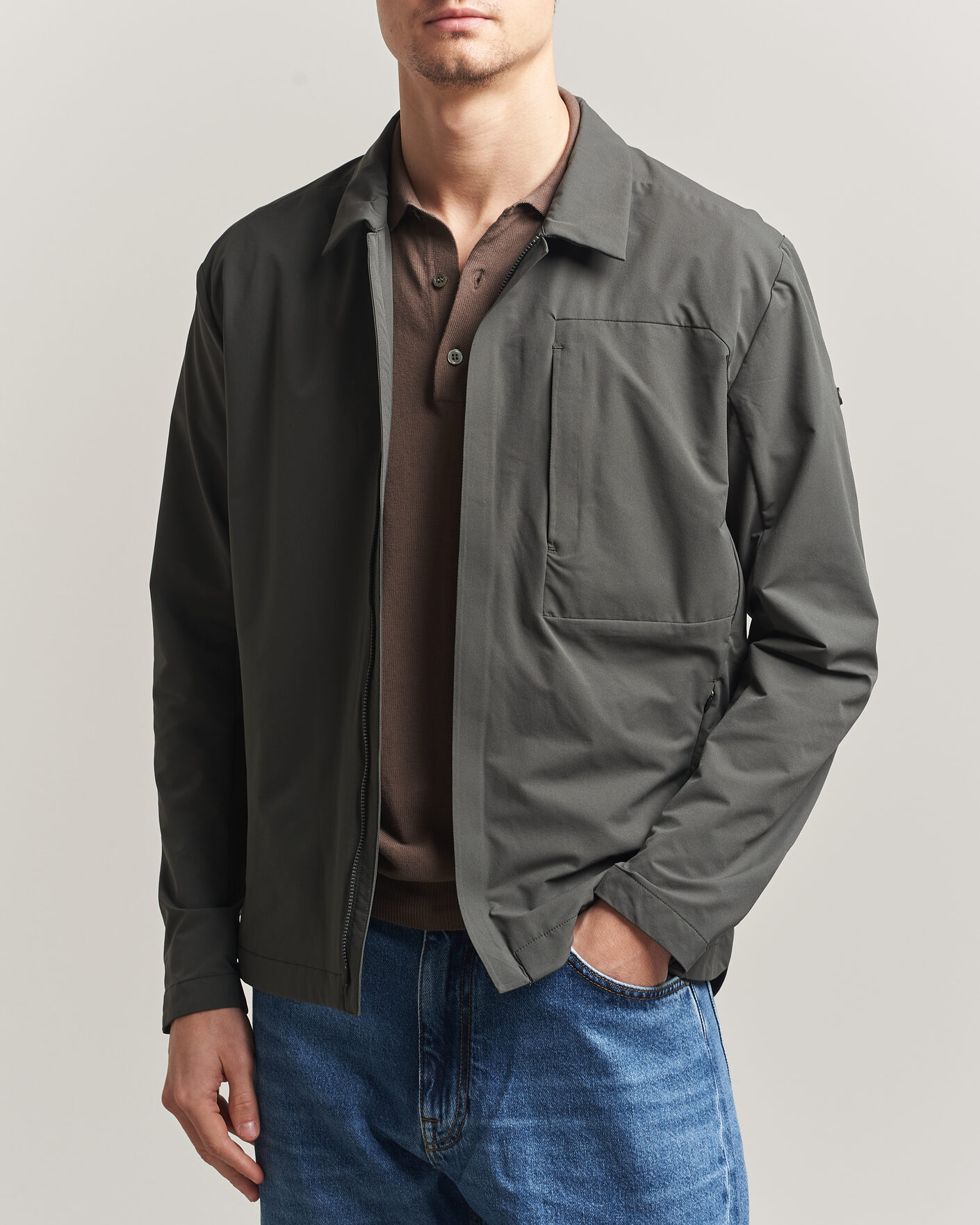 Uomini | Giacche | Scandinavian Edition | Merge II Stretch Shirt Jacket Dark Olive