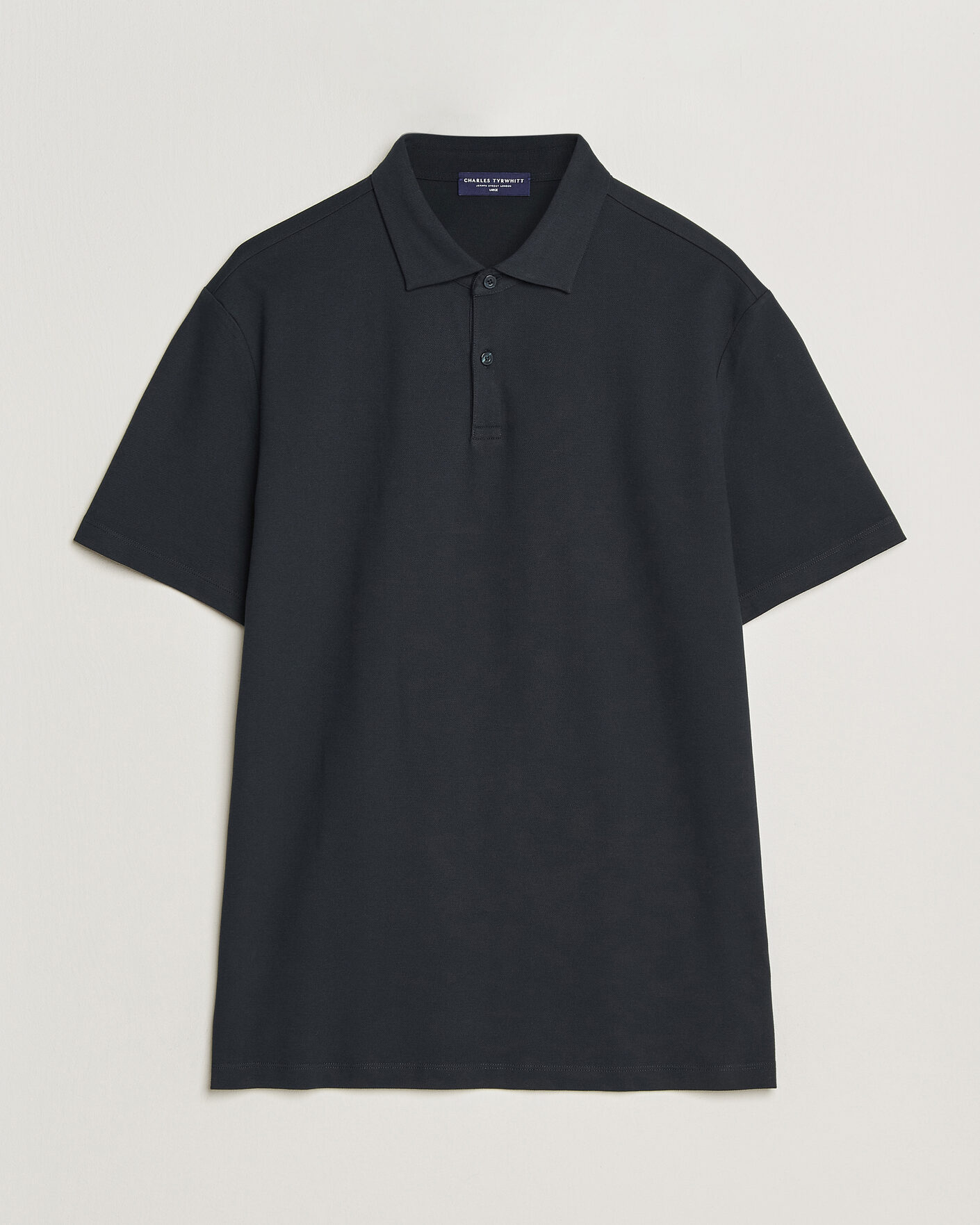 Uomini | Polo | Charles Tyrwhitt | Smart Stretch Pique Polo Black