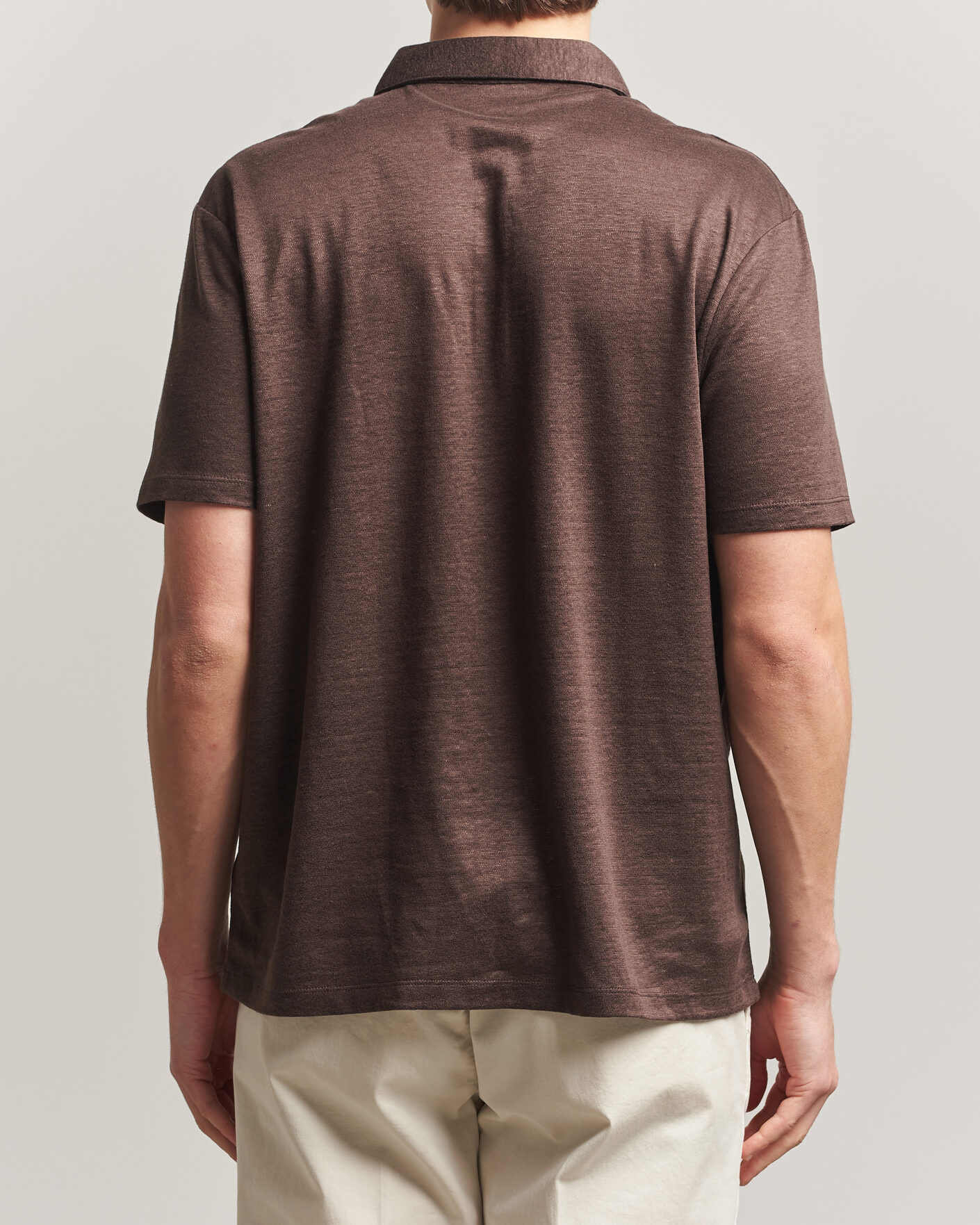 Uomini | Polo | Charles Tyrwhitt | Short Sleeve Linen Polo Chocolate Brown
