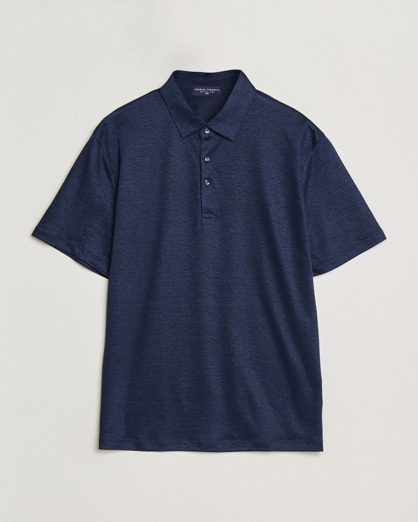 Uomini | Polo | Charles Tyrwhitt | Short Sleeve Linen Polo Navy