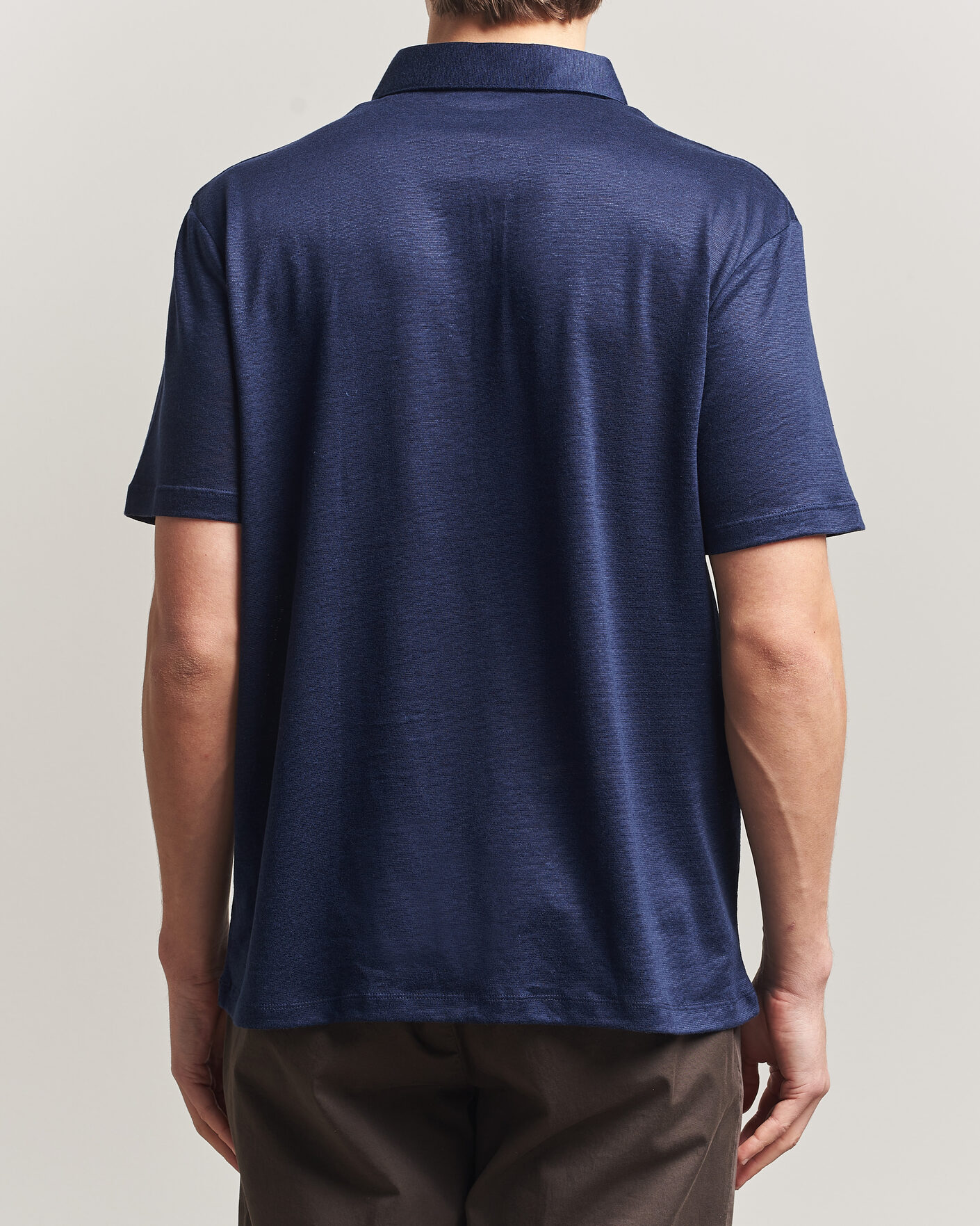 Uomini | Polo | Charles Tyrwhitt | Short Sleeve Linen Polo Navy