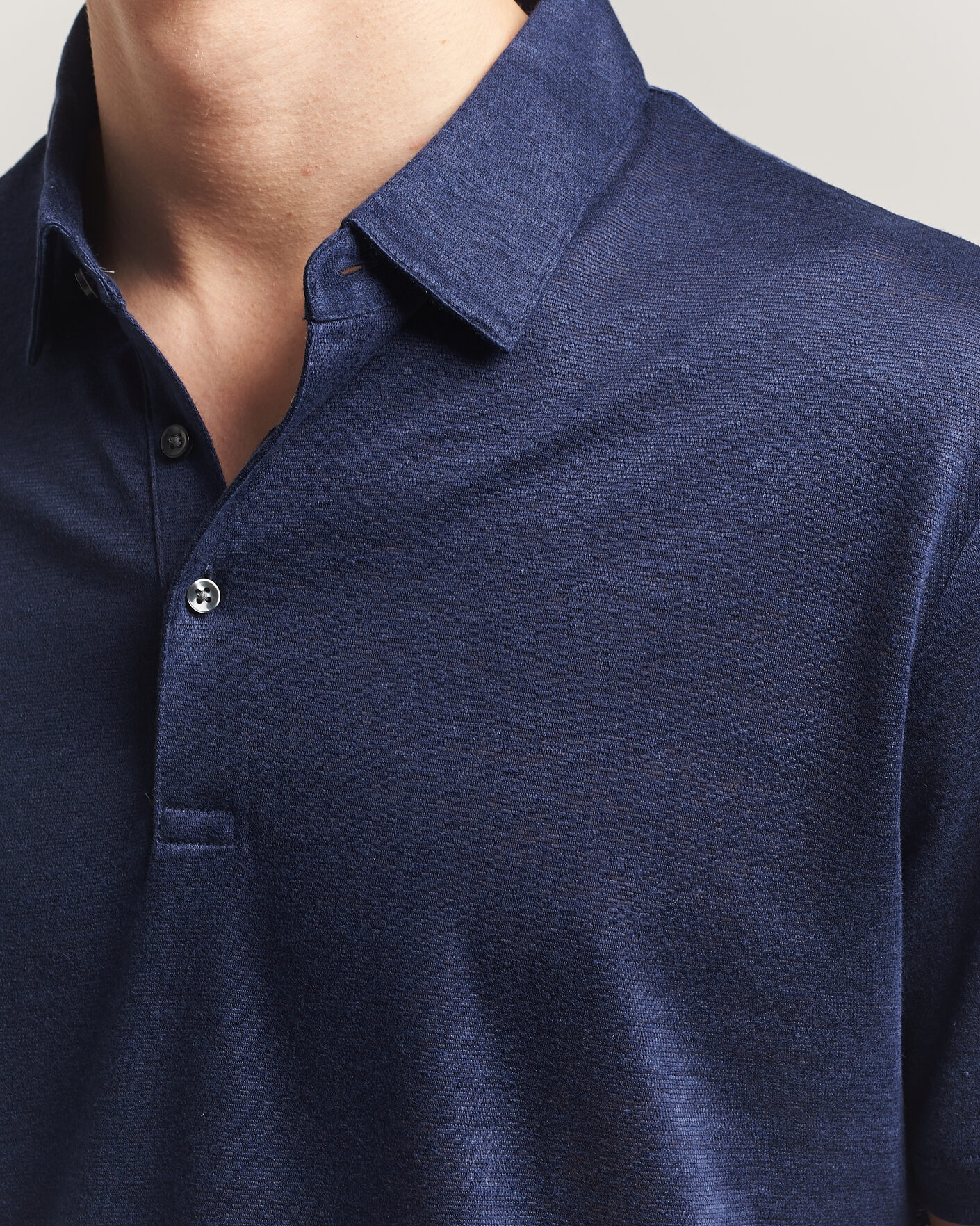Uomini | Polo | Charles Tyrwhitt | Short Sleeve Linen Polo Navy