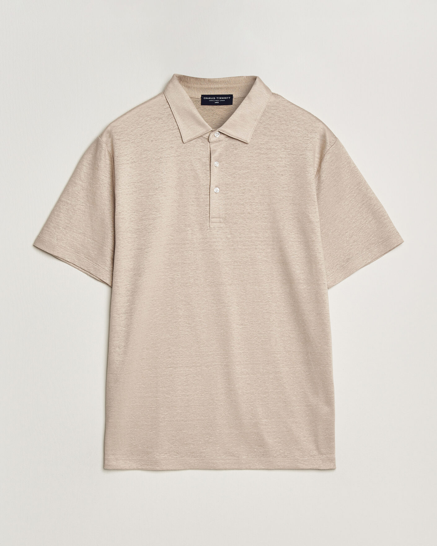 Uomini | Polo | Charles Tyrwhitt | Short Sleeve Linen Polo Oatmeal