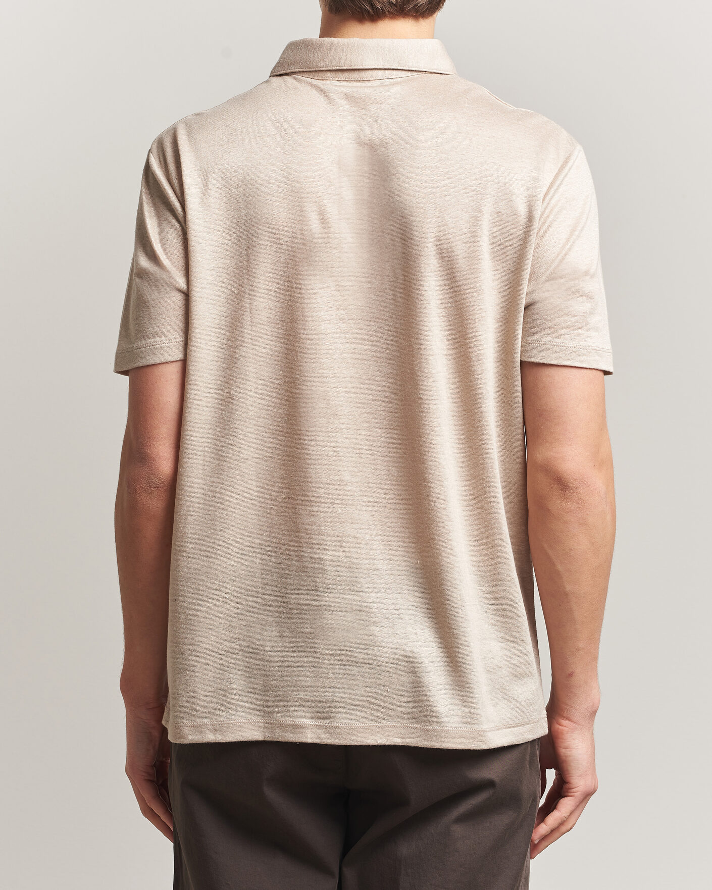 Uomini | Polo | Charles Tyrwhitt | Short Sleeve Linen Polo Oatmeal