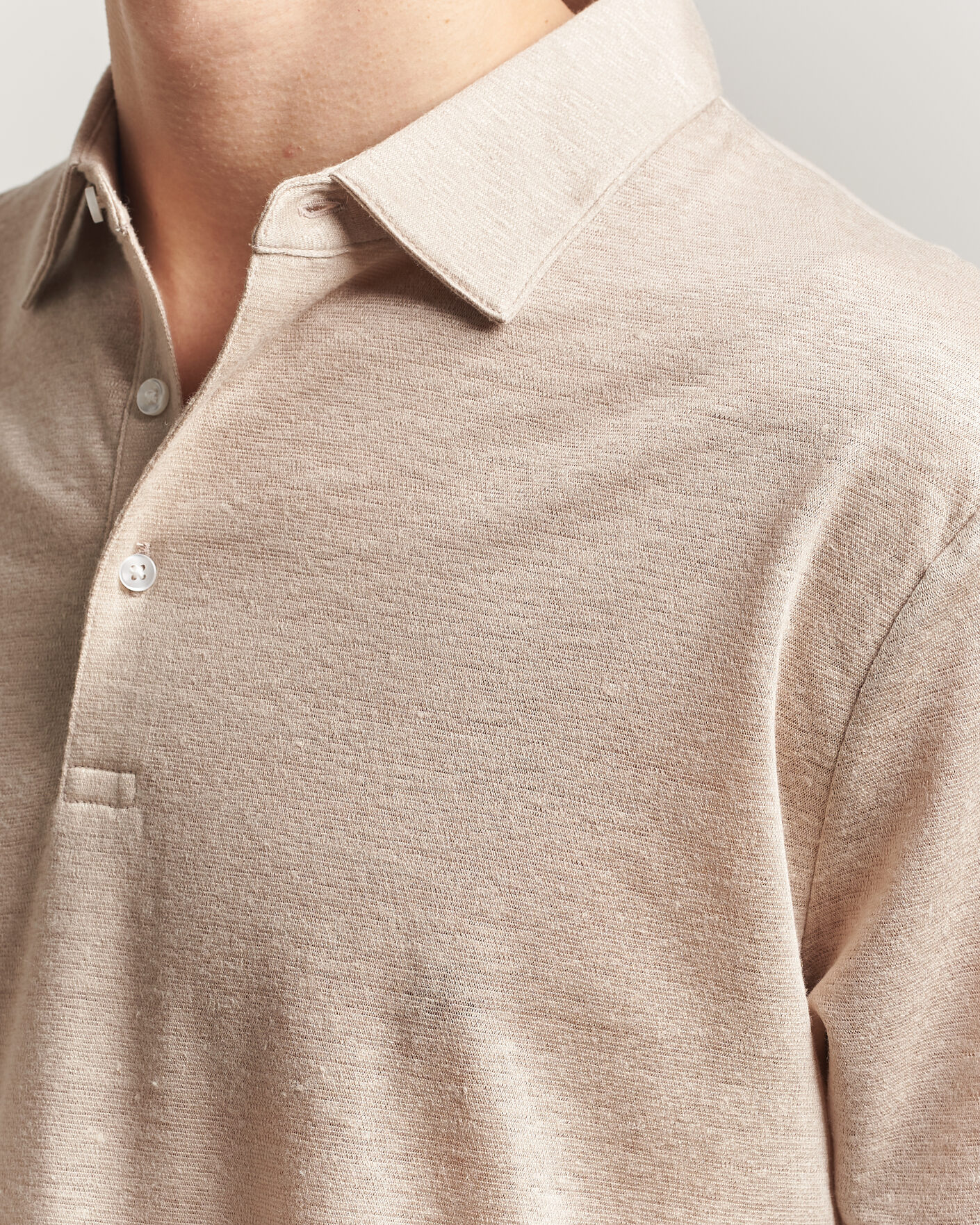 Uomini | Polo | Charles Tyrwhitt | Short Sleeve Linen Polo Oatmeal