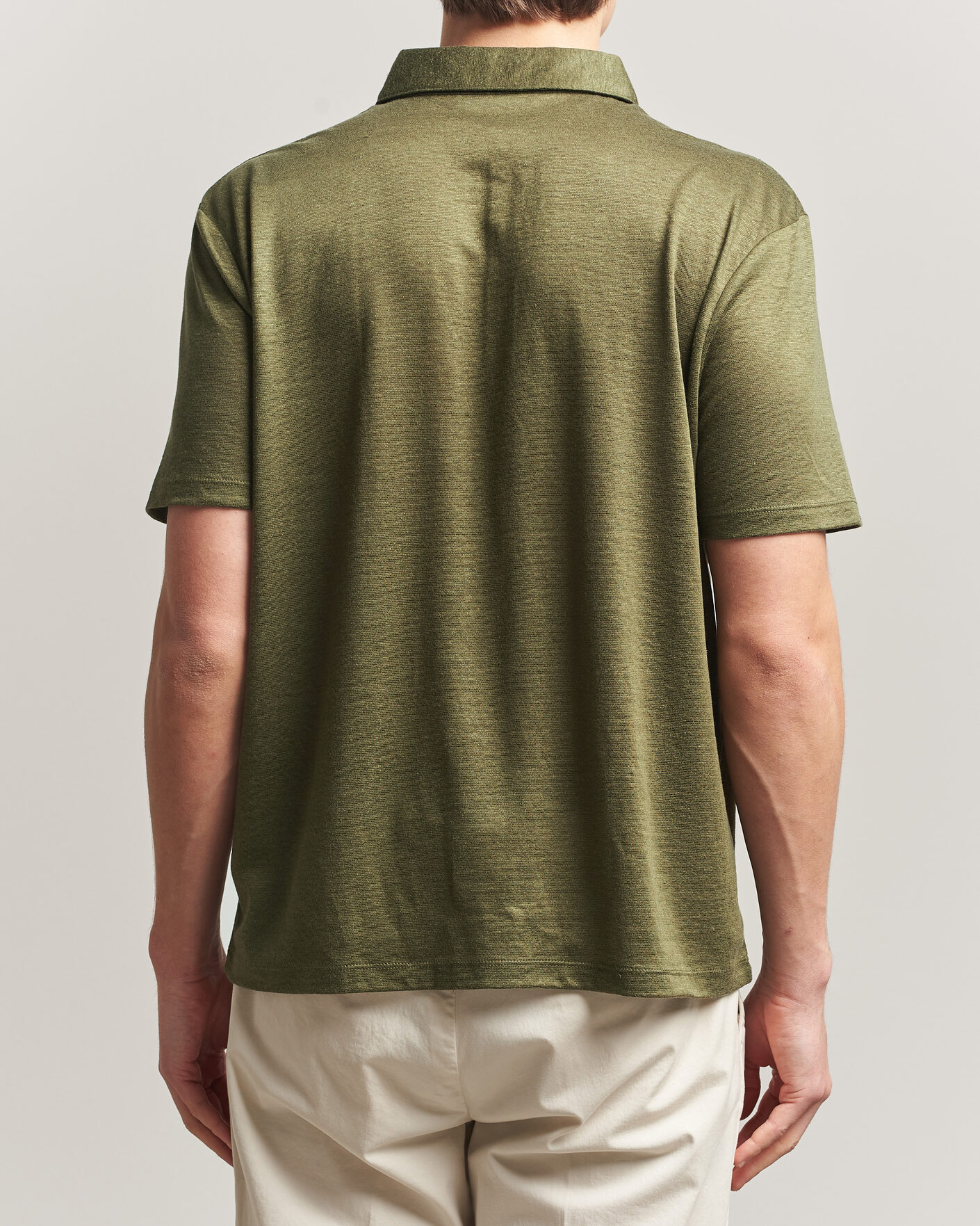 Uomini | Polo | Charles Tyrwhitt | Short Sleeve Linen Polo Olive
