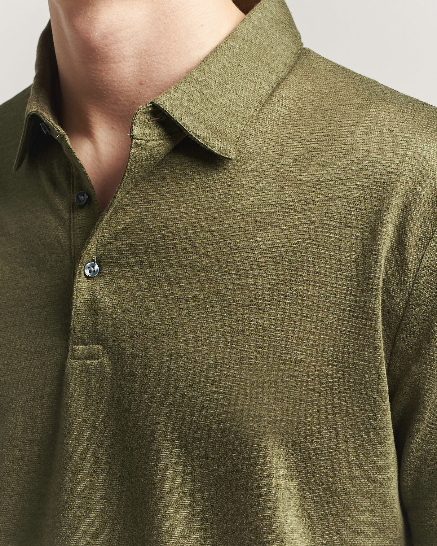 Uomini | Polo | Charles Tyrwhitt | Short Sleeve Linen Polo Olive