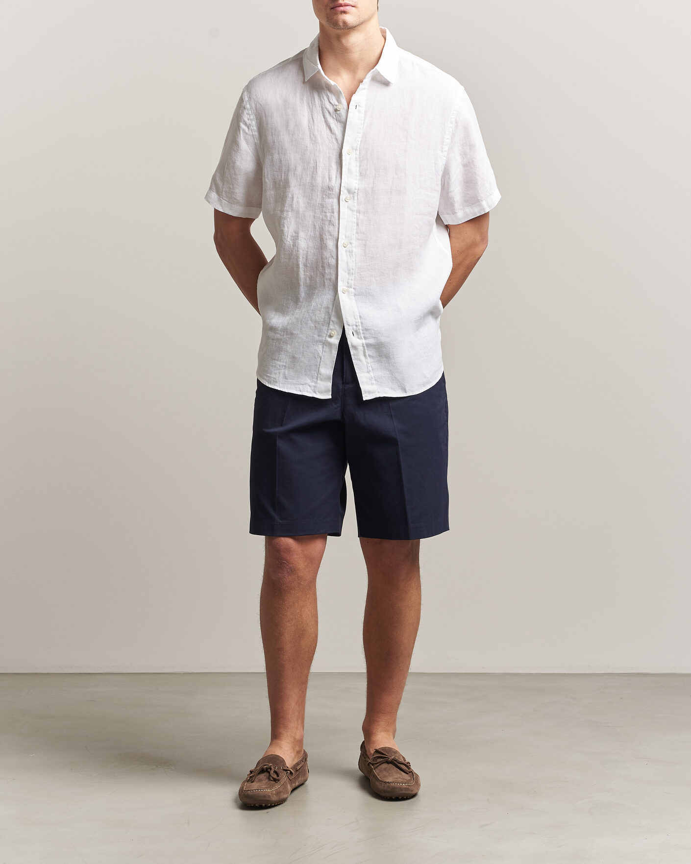 Uomini | Camicie | Charles Tyrwhitt | Pure Linen Short Sleeve Slim Fit Shirt White