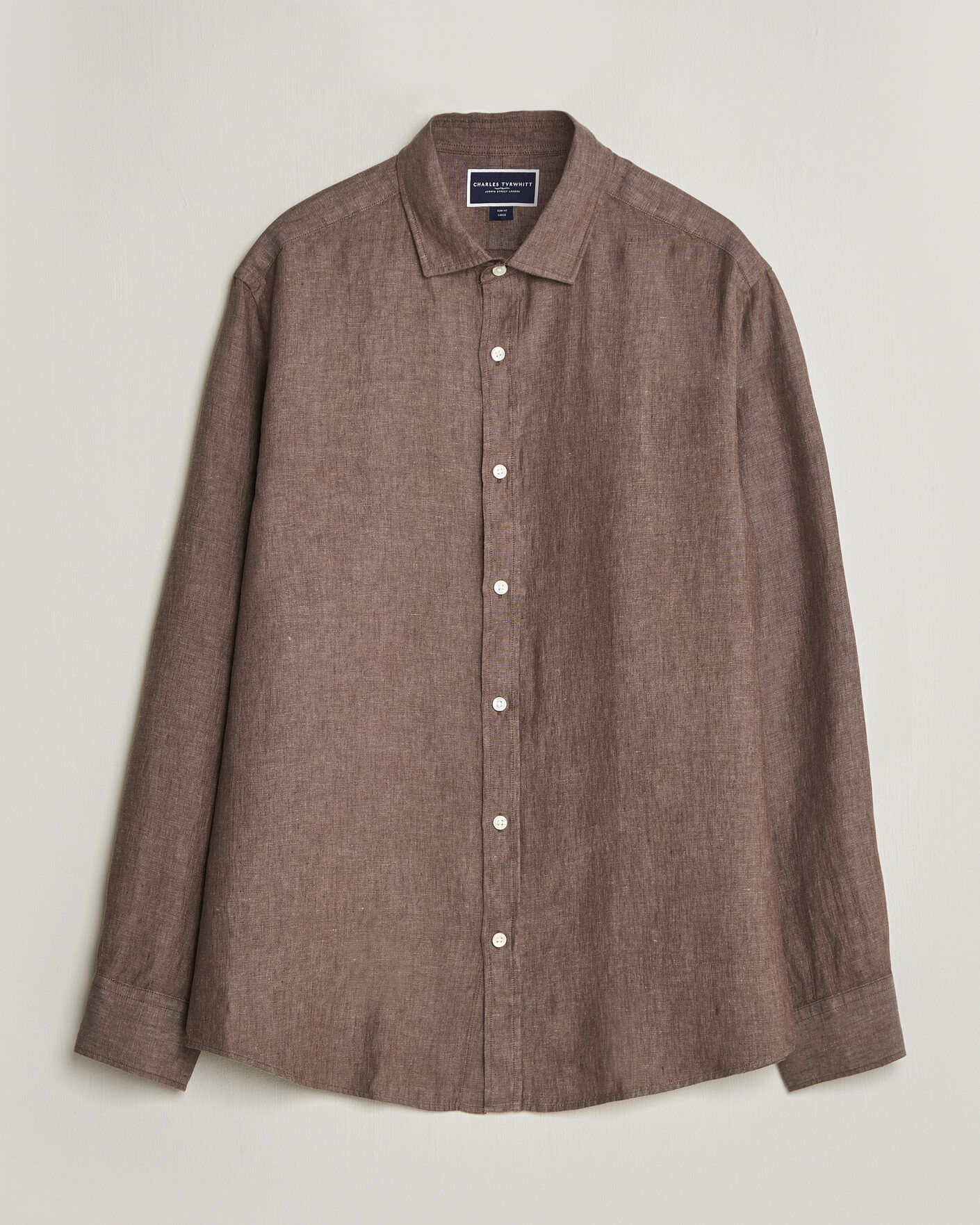 Uomini | Camicie | Charles Tyrwhitt | Pure Linen Slim Fit Shirt Mocha