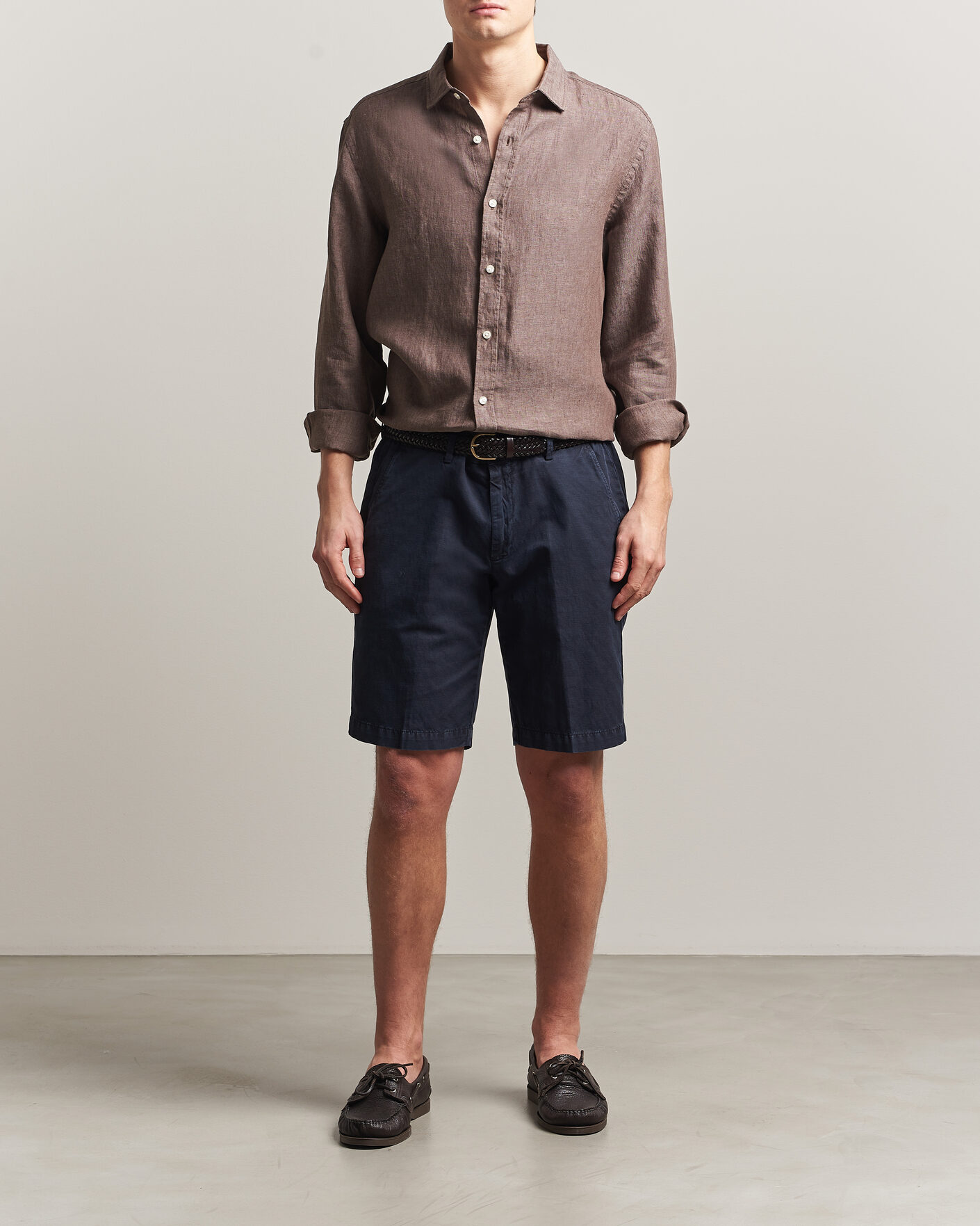Uomini | Camicie | Charles Tyrwhitt | Pure Linen Slim Fit Shirt Mocha