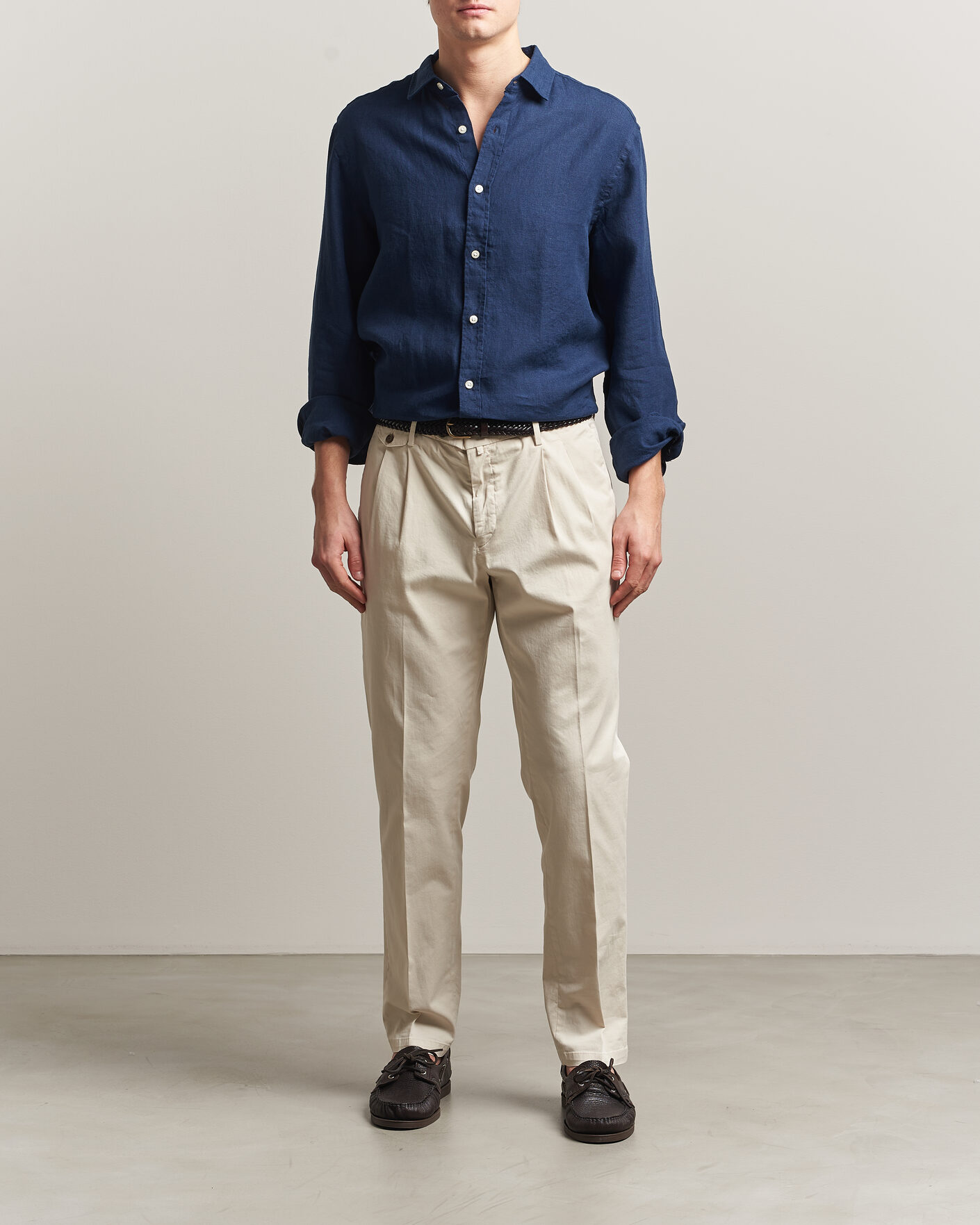 Uomini | Camicie | Charles Tyrwhitt | Pure Linen Slim Fit Shirt Navy