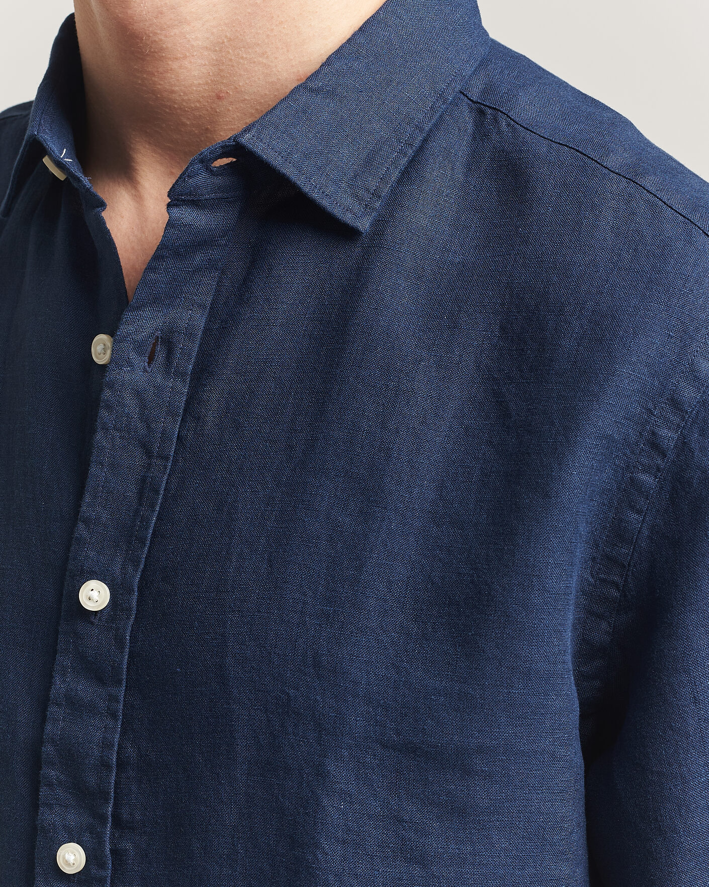 Uomini | Camicie | Charles Tyrwhitt | Pure Linen Slim Fit Shirt Navy