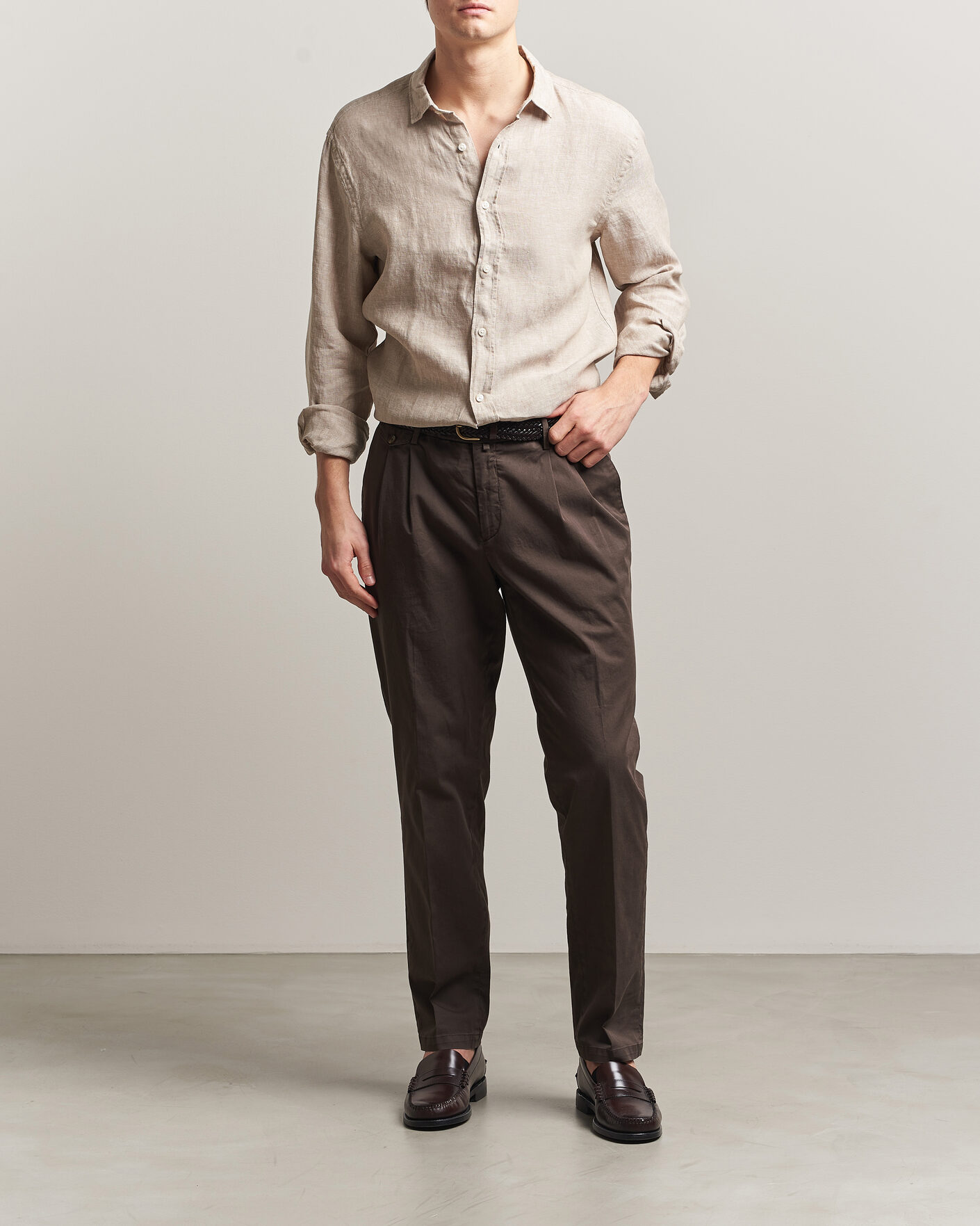 Uomini | Camicie | Charles Tyrwhitt | Pure Linen Slim Fit Shirt Oatmeal