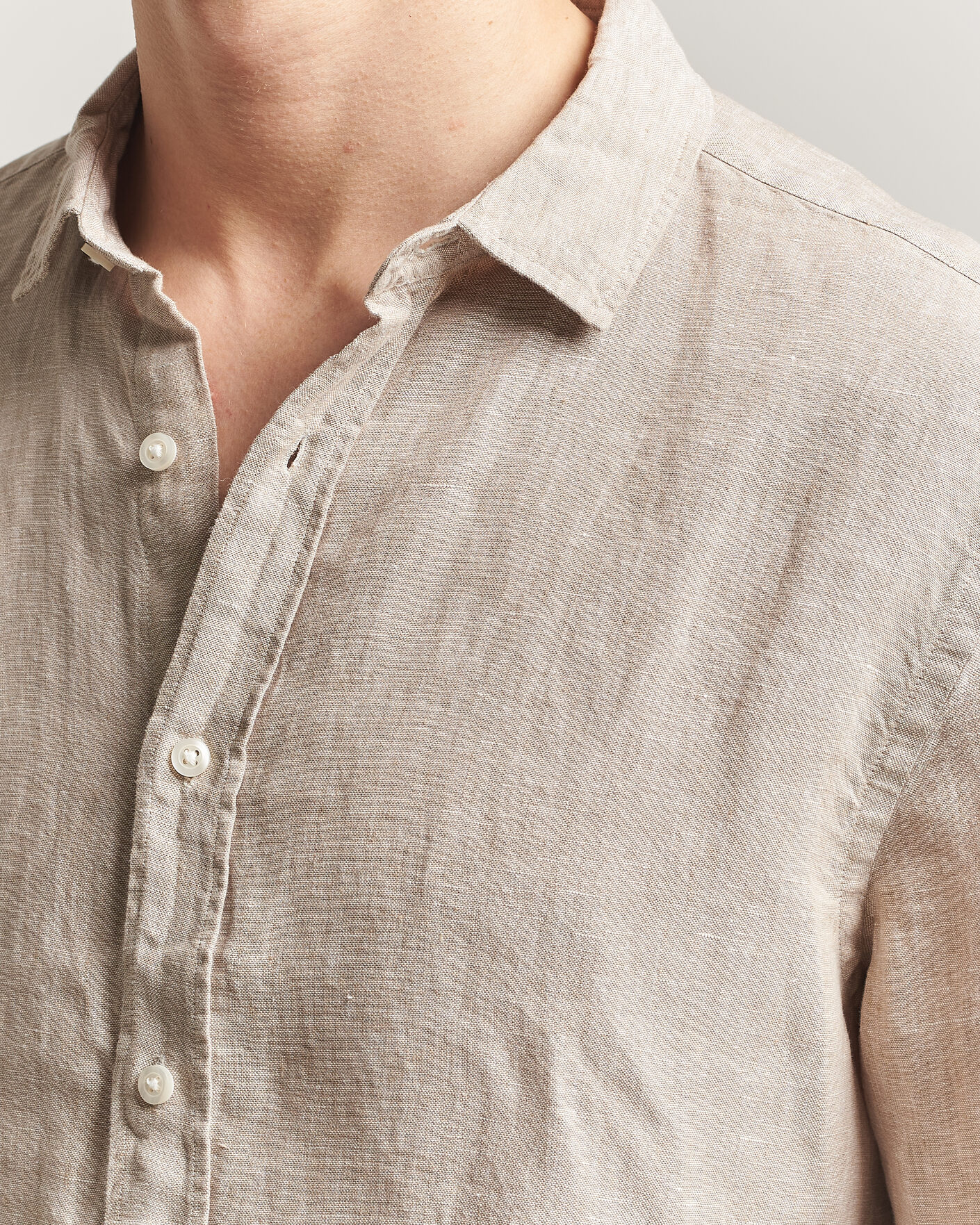 Uomini | Camicie | Charles Tyrwhitt | Pure Linen Slim Fit Shirt Oatmeal