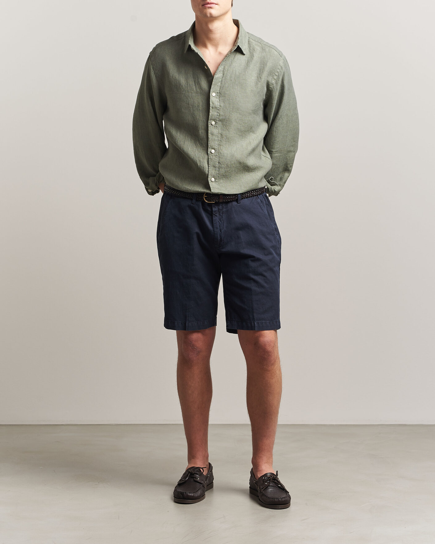 Uomini | Camicie | Charles Tyrwhitt | Pure Linen Slim Fit Shirt Olive Green