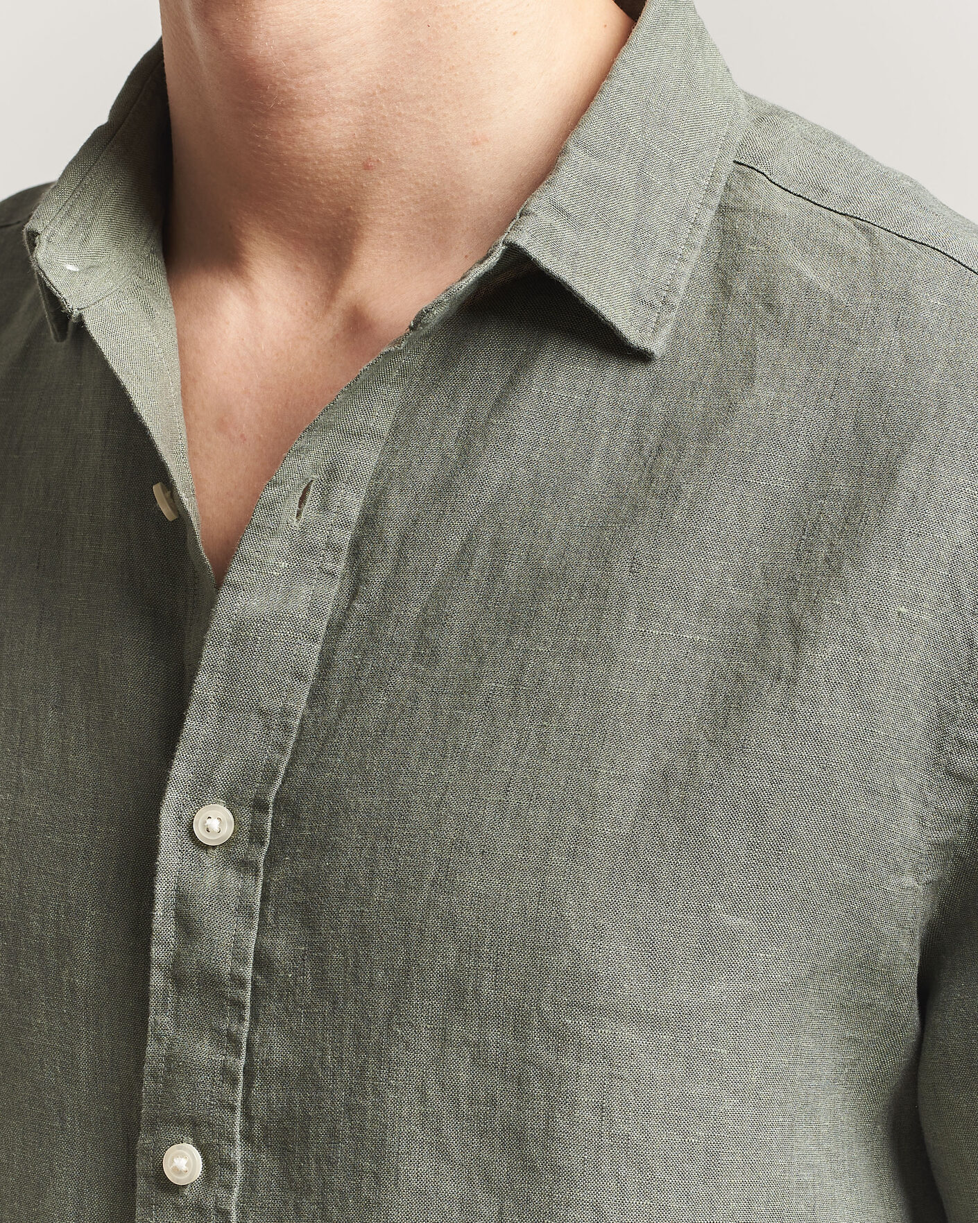 Uomini | Camicie | Charles Tyrwhitt | Pure Linen Slim Fit Shirt Olive Green