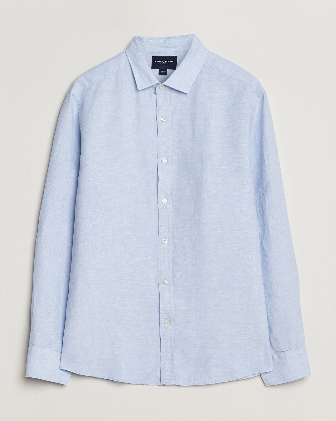 Uomini | Camicie | Charles Tyrwhitt | Pure Linen Slim Fit Shirt Sky Blue