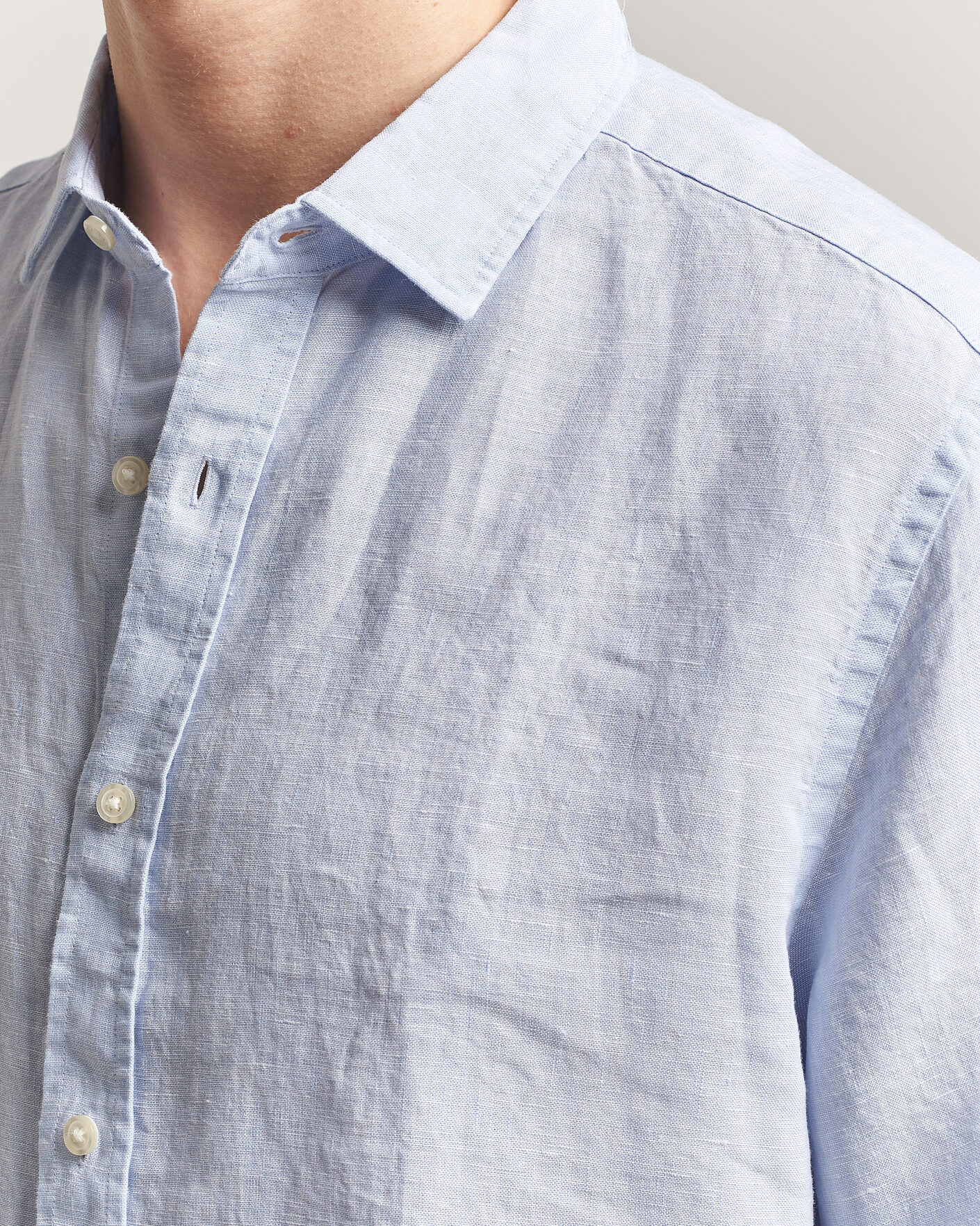 Uomini | Camicie | Charles Tyrwhitt | Pure Linen Slim Fit Shirt Sky Blue