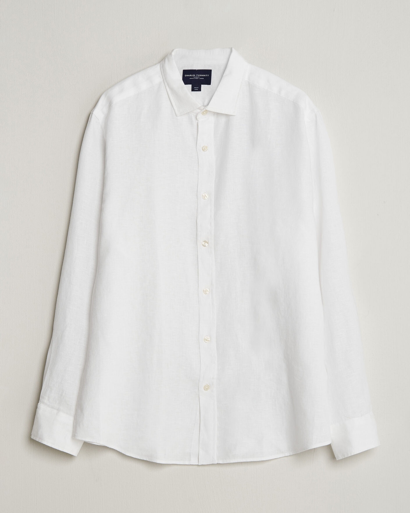 Uomini | Camicie | Charles Tyrwhitt | Pure Linen Slim Fit Shirt White