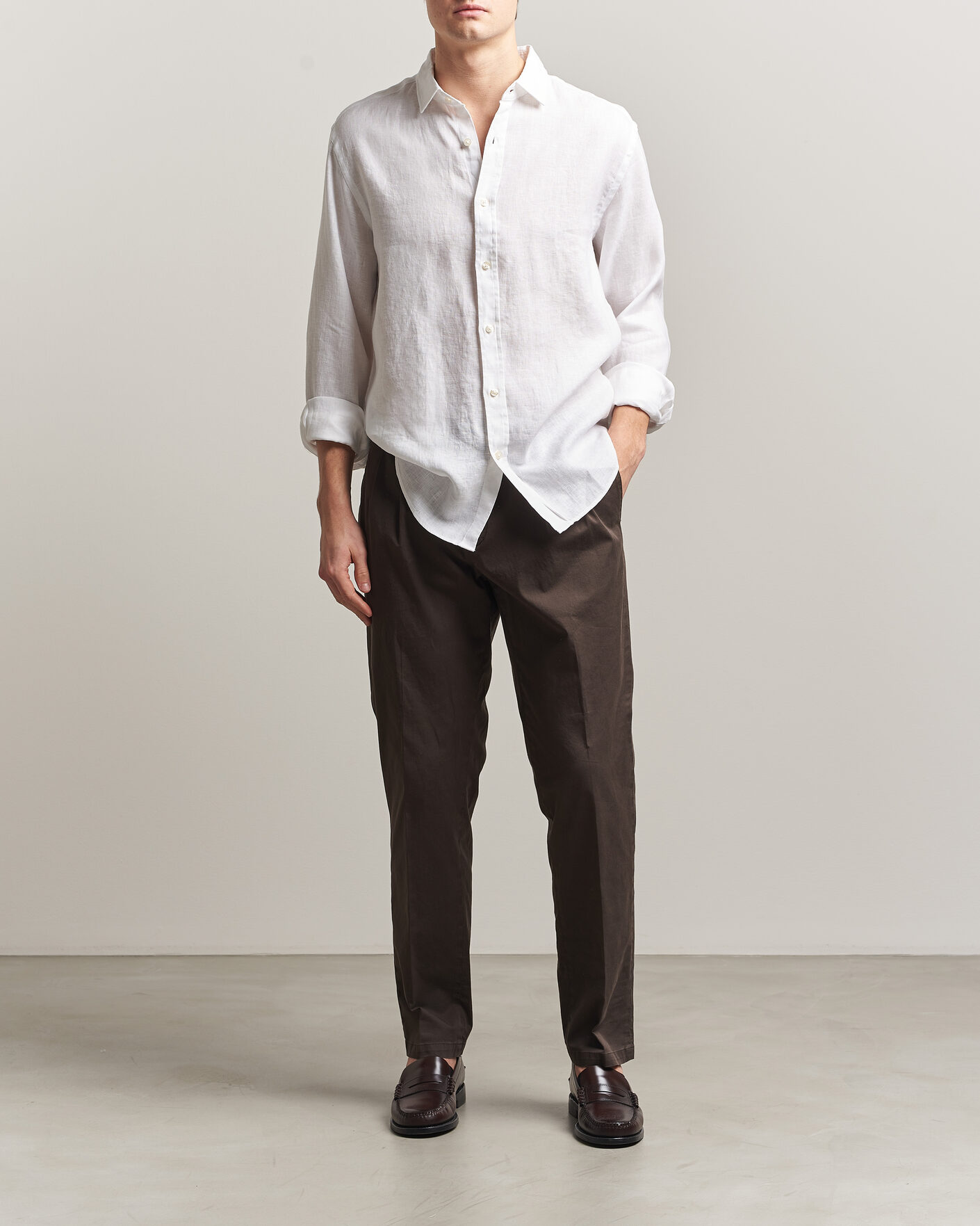 Uomini | Camicie | Charles Tyrwhitt | Pure Linen Slim Fit Shirt White