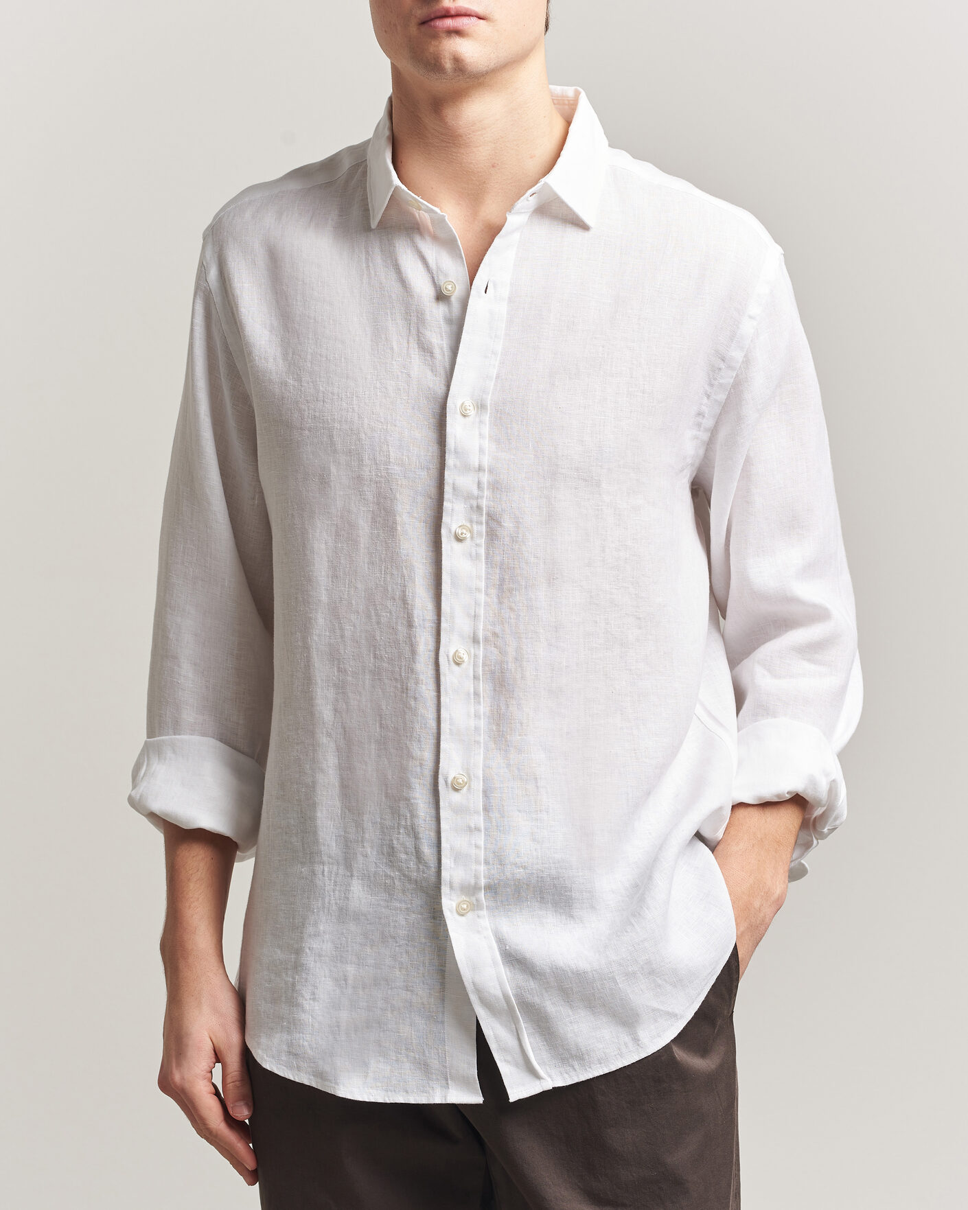 Uomini | Camicie | Charles Tyrwhitt | Pure Linen Slim Fit Shirt White