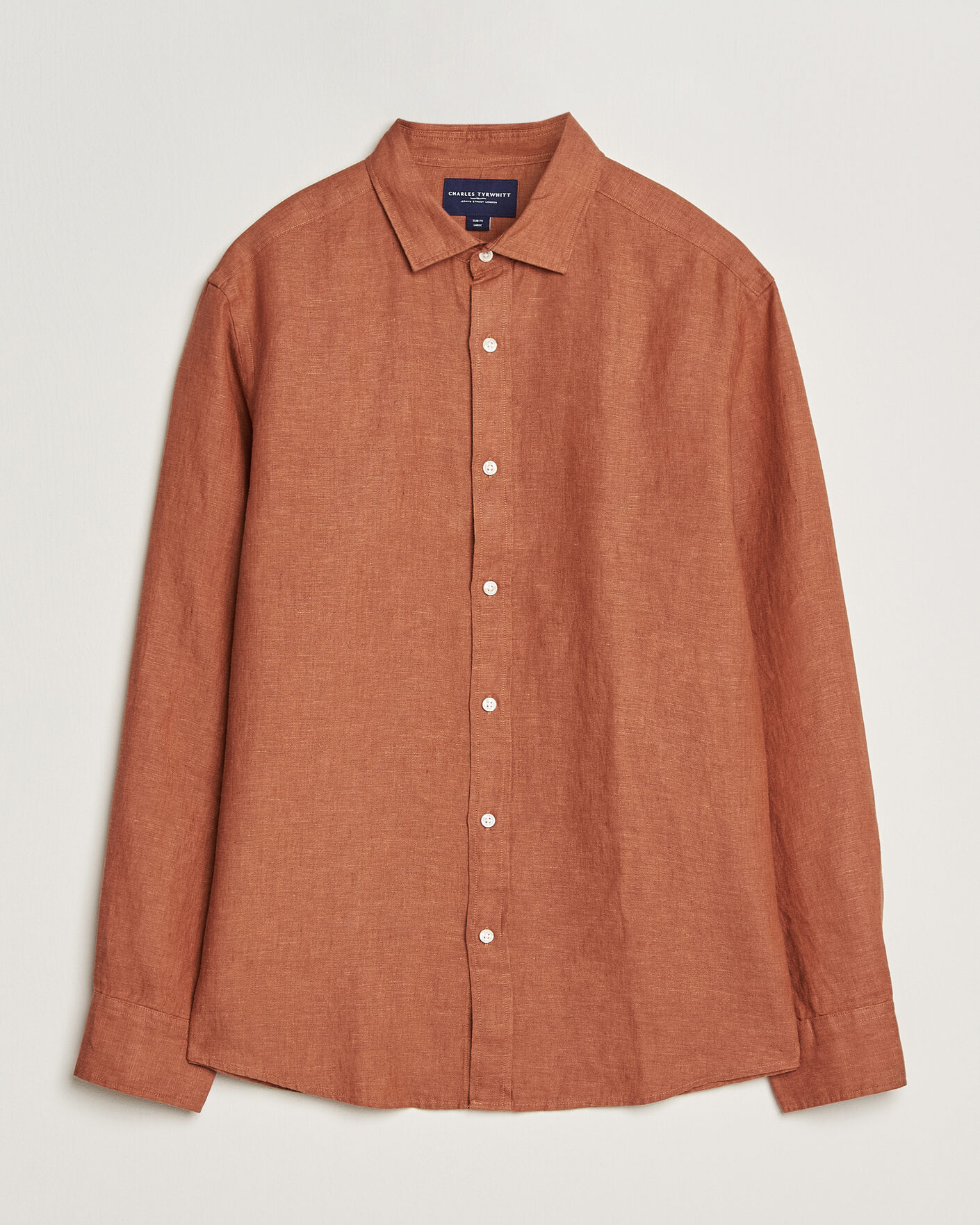 Uomini | Camicie | Charles Tyrwhitt | Pure Linen Slim Fit Shirt Burnt Orange