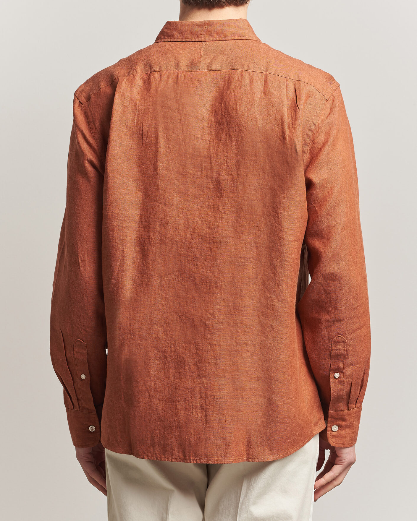 Uomini | Camicie | Charles Tyrwhitt | Pure Linen Slim Fit Shirt Burnt Orange