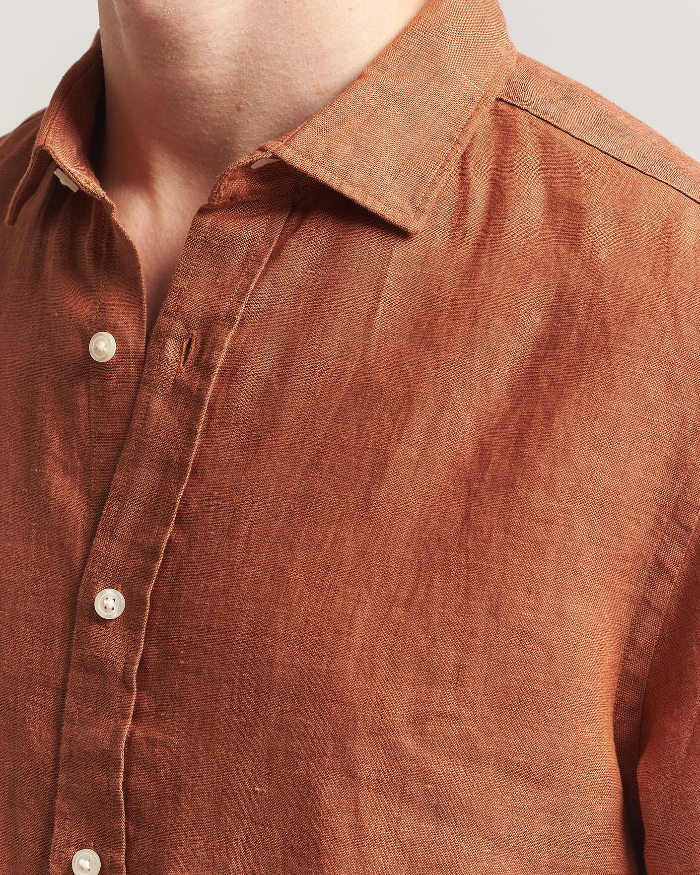 Uomini | Camicie | Charles Tyrwhitt | Pure Linen Slim Fit Shirt Burnt Orange
